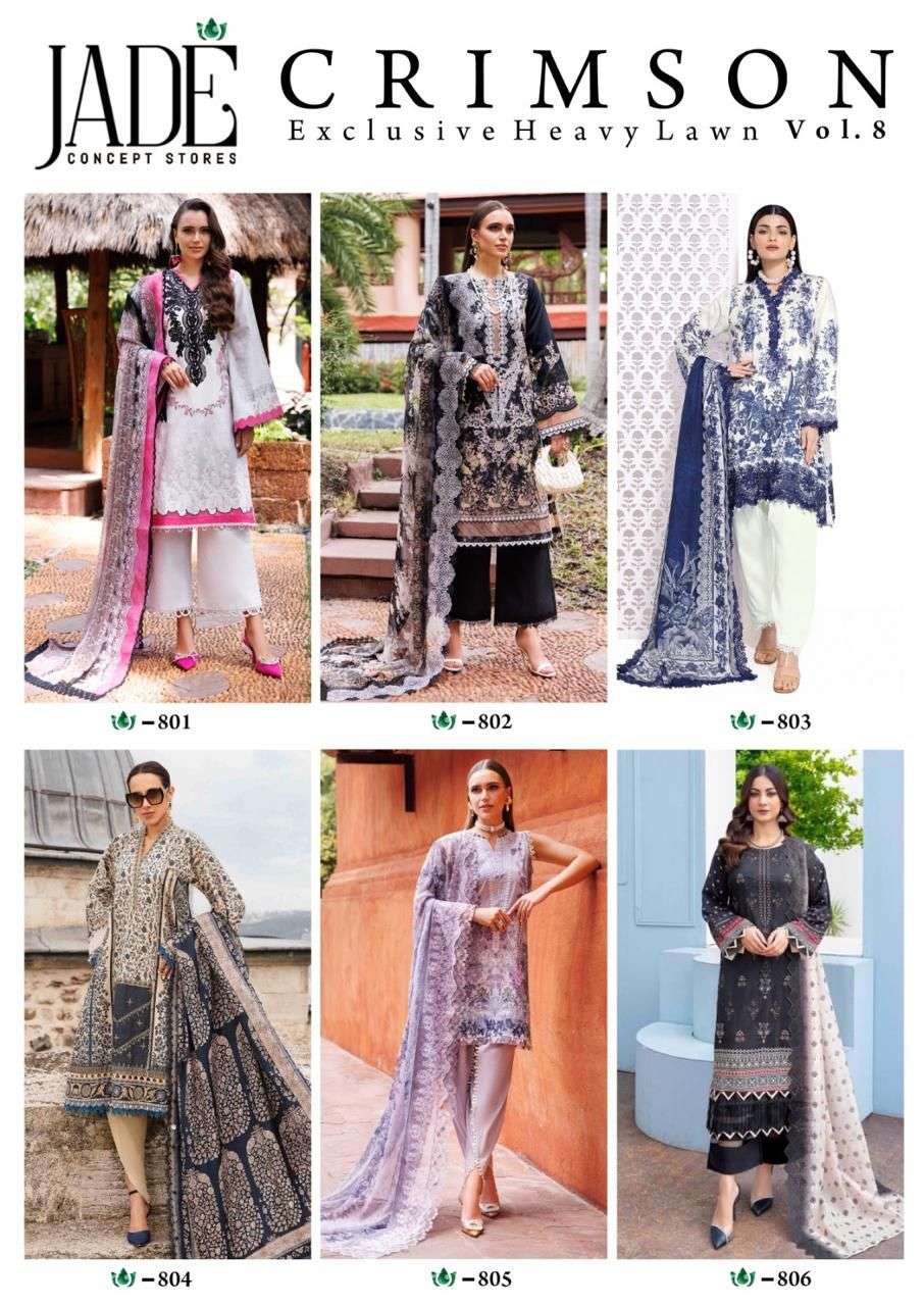 JADE CRIMSON EXCLUSIVE HEAVY LAWN COLLECTION VOL 8 LAWN COTTON DIGITAL PRINT SUIT