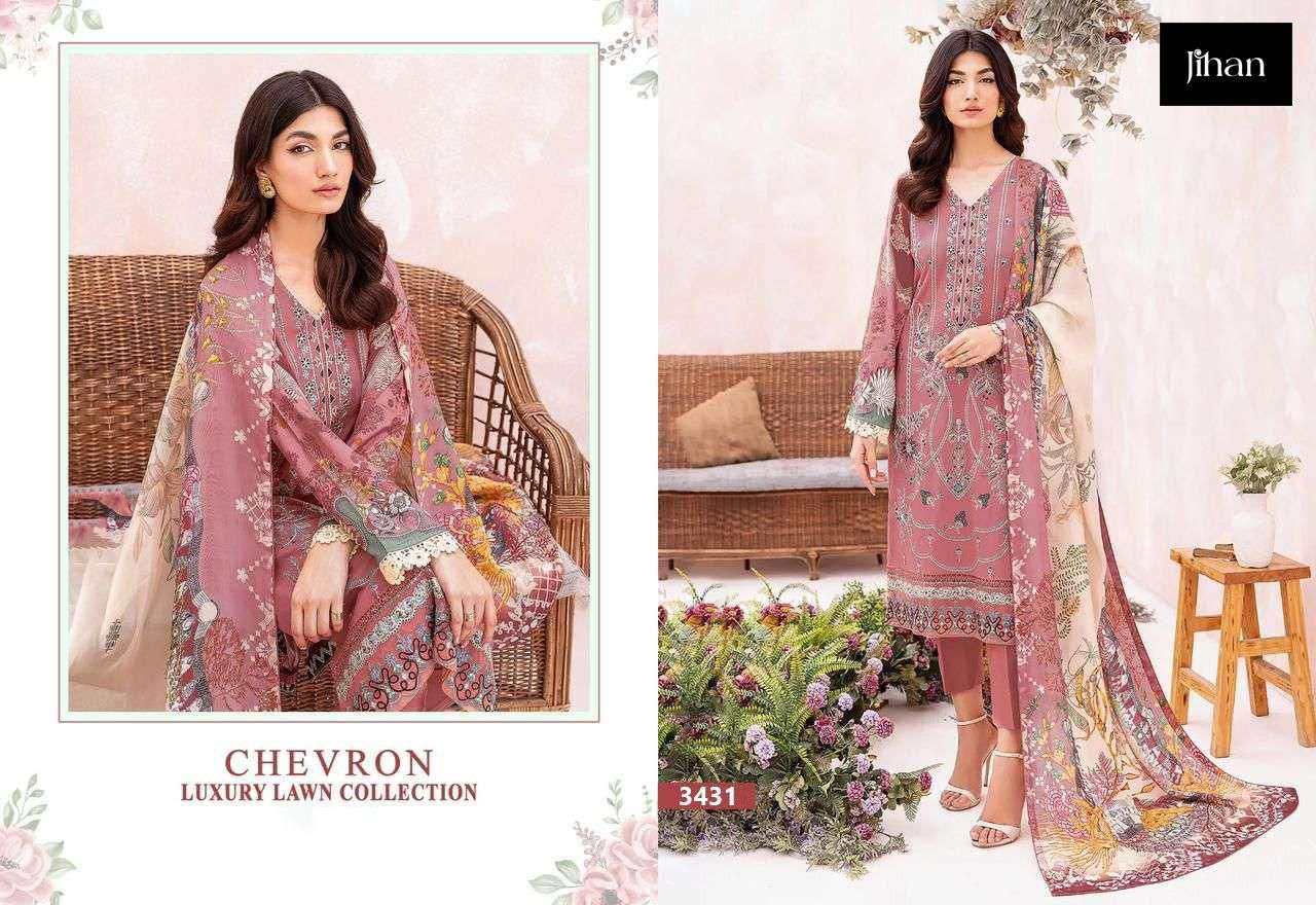 JIHAN DESIGN NO - 3431-3432-3433 PURE LAWN  COTTON HEAVY SELF EMBROIDERED SALWAR SUIT