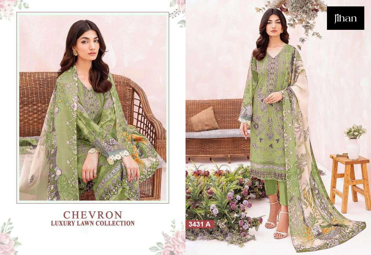 JIHAN DESIGN NO - 3431-3432-3433 PURE LAWN  COTTON HEAVY SELF EMBROIDERED SALWAR SUIT