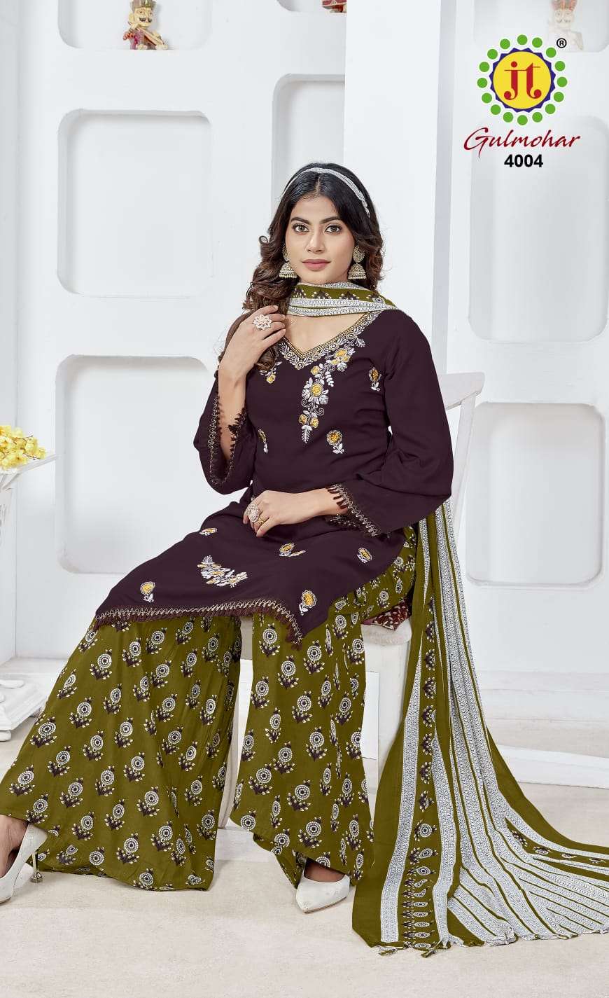 JT GULMOHAR VOL 4 RAYON FANCY EMBROIDERY WORKS SUIT
