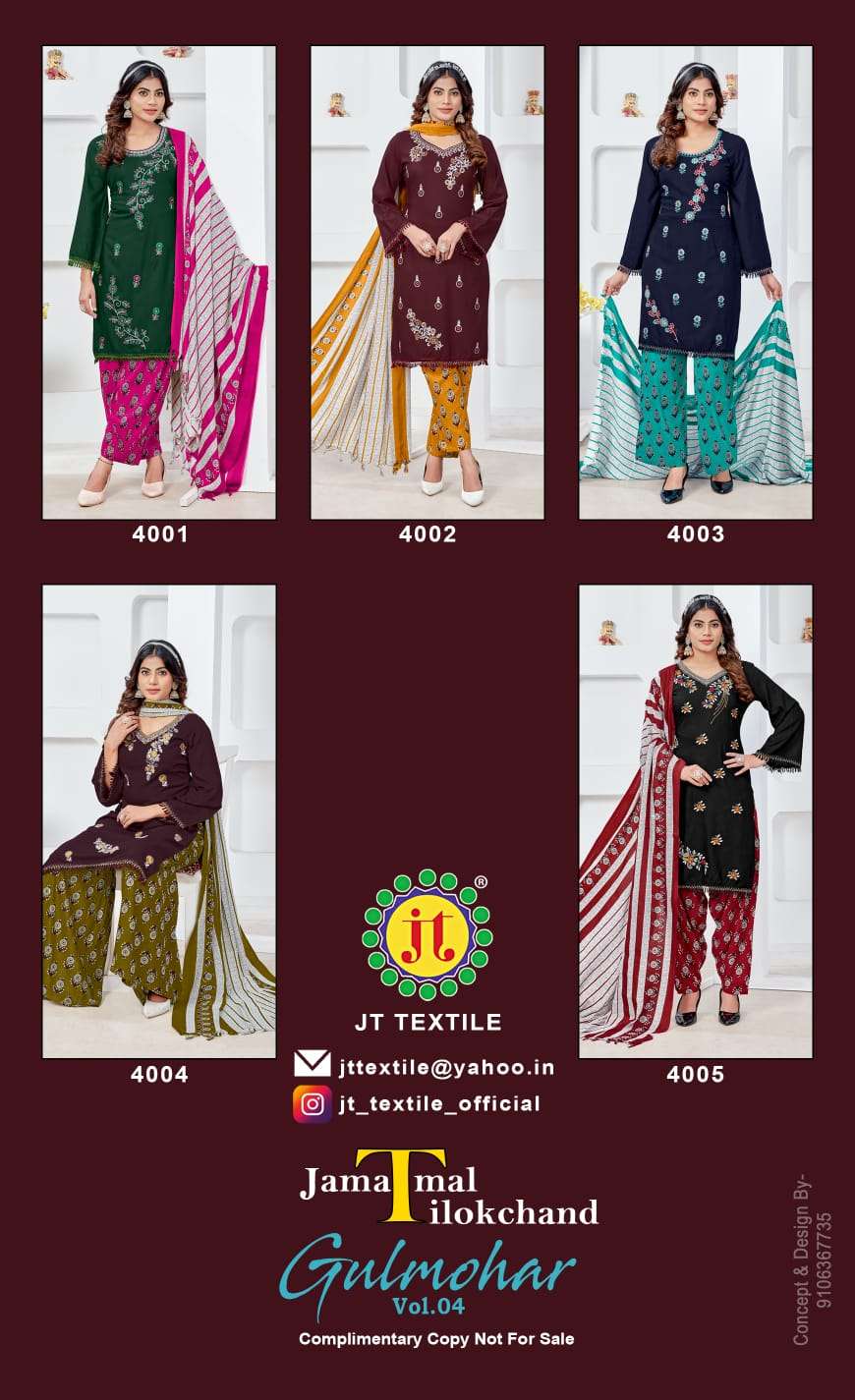 JT GULMOHAR VOL 4 RAYON FANCY EMBROIDERY WORKS SUIT
