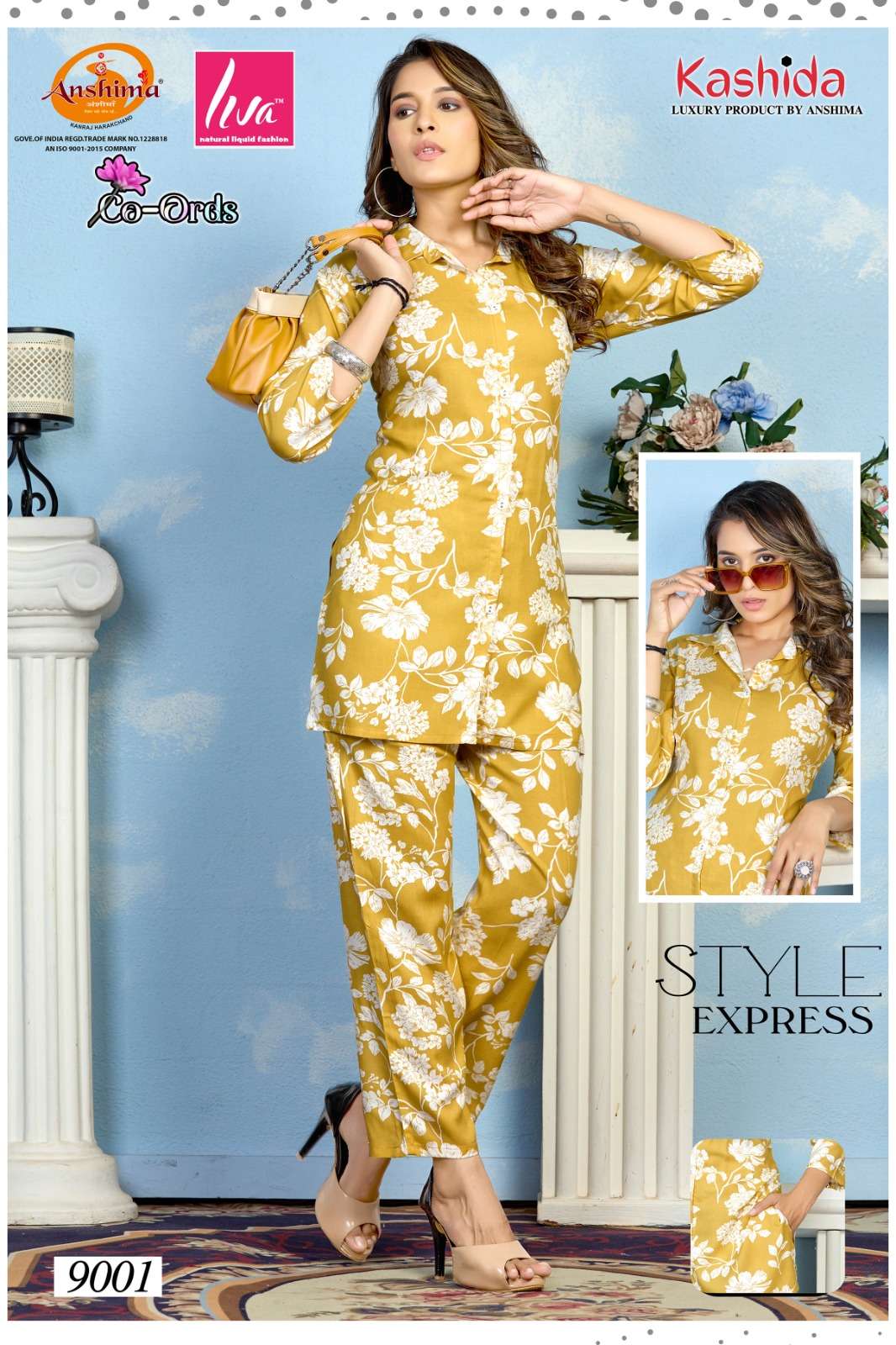 KASHIDA CO ORDS VOL 1 PRINTED RAYON FANCY SHIRT WITH PANT SET  