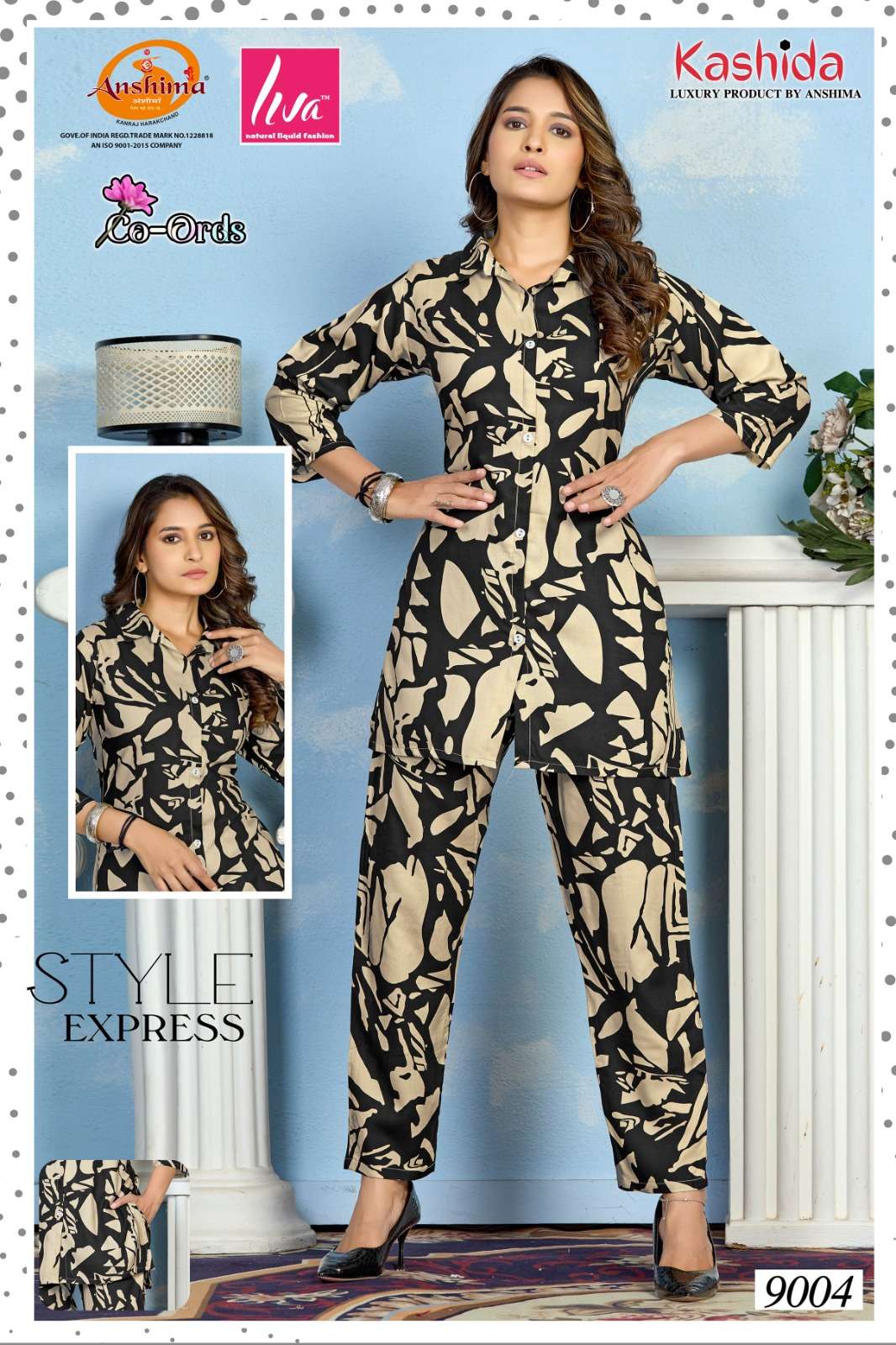 KASHIDA CO ORDS VOL 1 PRINTED RAYON FANCY SHIRT WITH PANT SET  