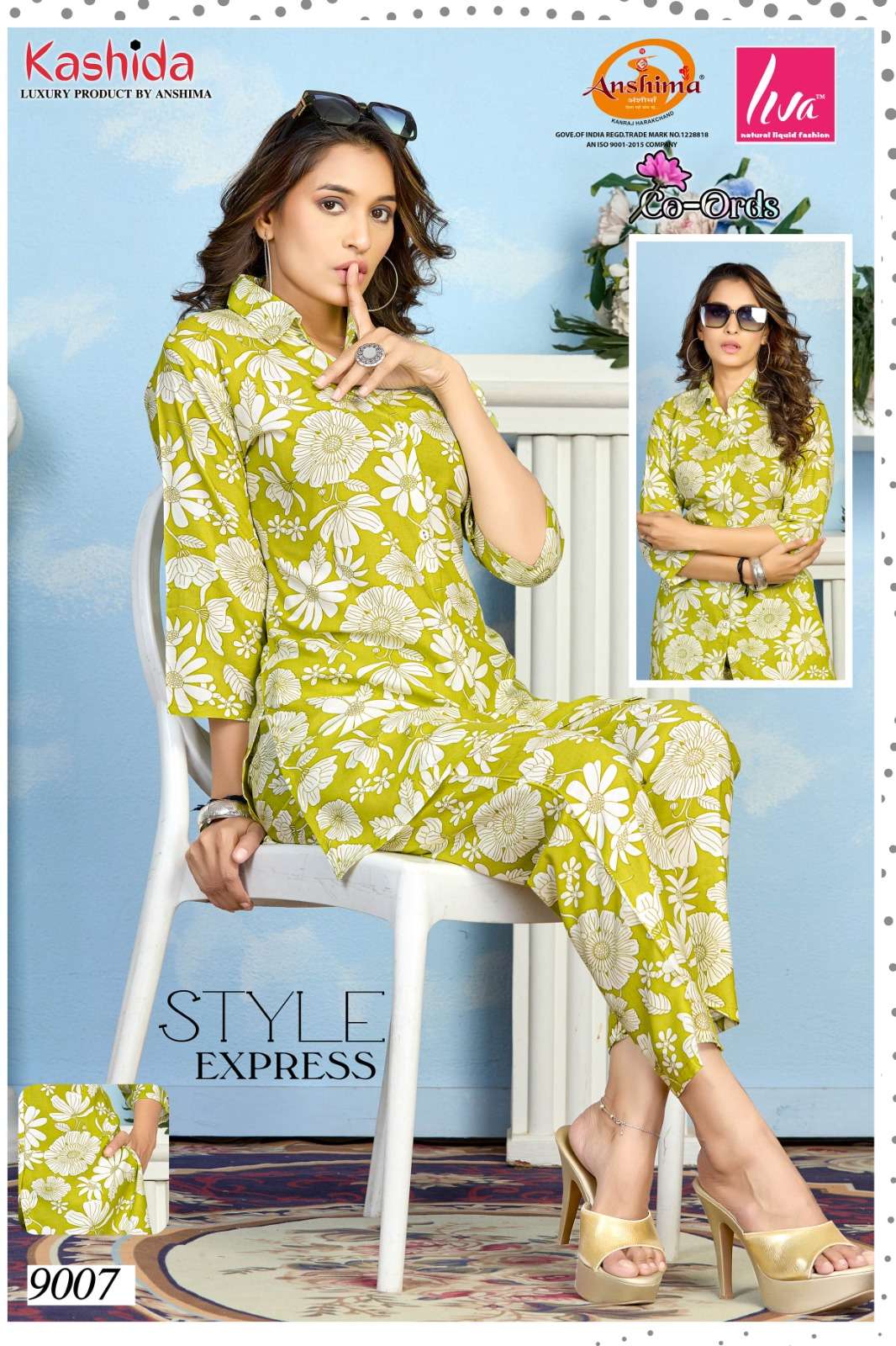 KASHIDA CO ORDS VOL 1 PRINTED RAYON FANCY SHIRT WITH PANT SET  