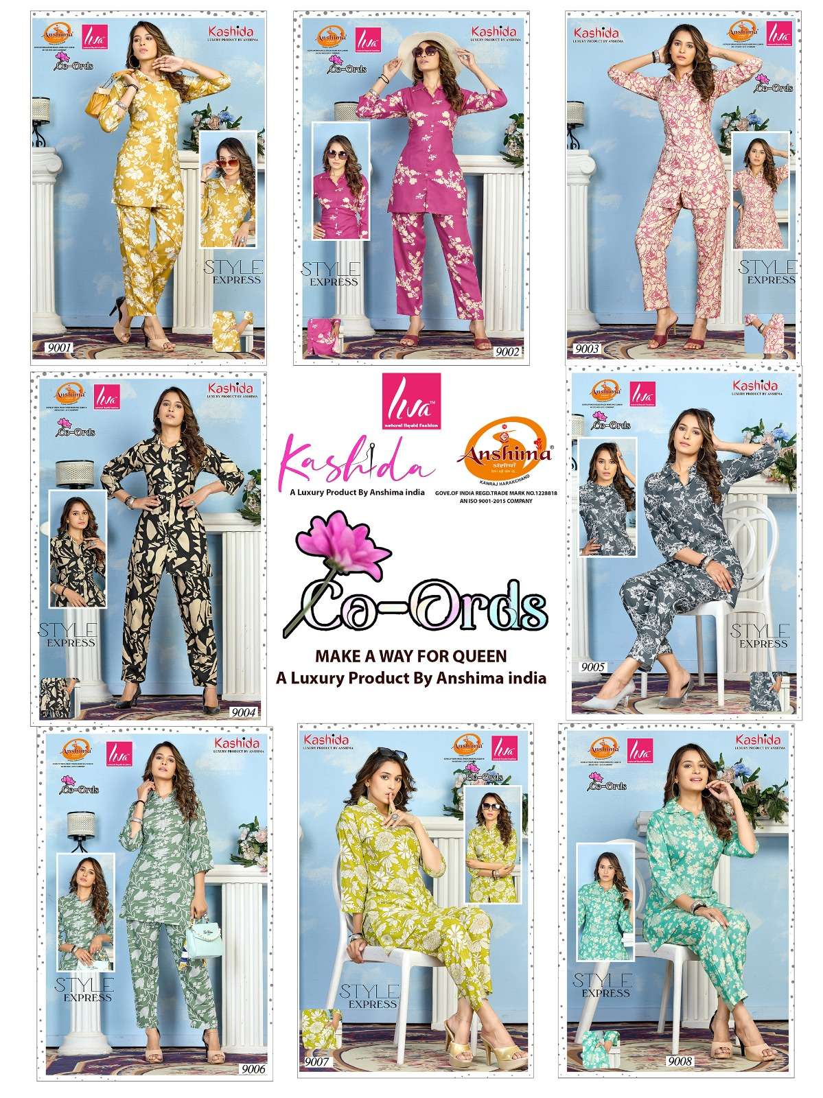 KASHIDA CO ORDS VOL 1 PRINTED RAYON FANCY SHIRT WITH PANT SET  