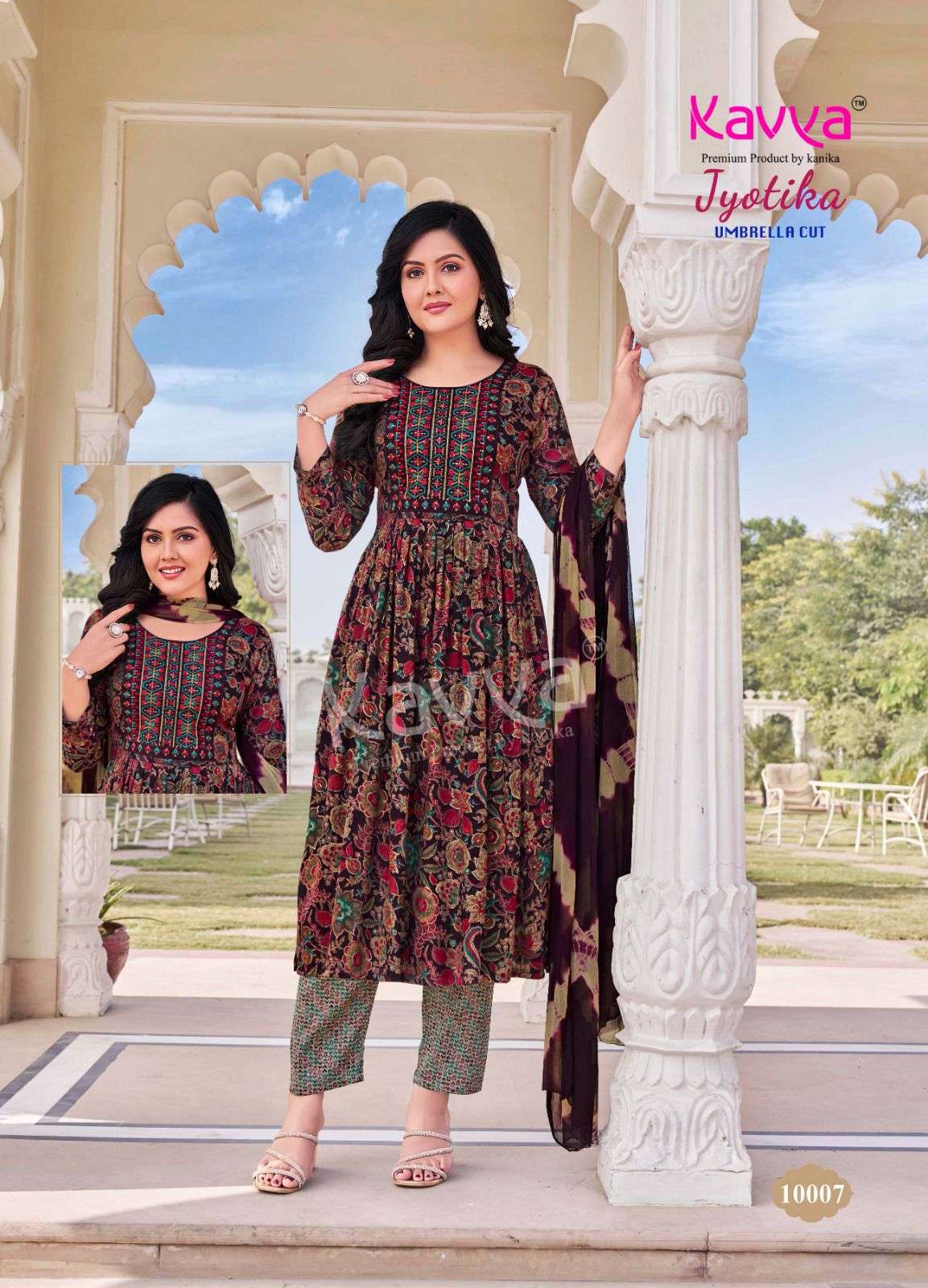 KAVYA JYOTIKA VOL 10 CAPSUL FOIL PRINTED UMBRELLA CUT STYLE KURTI COMBO SET 