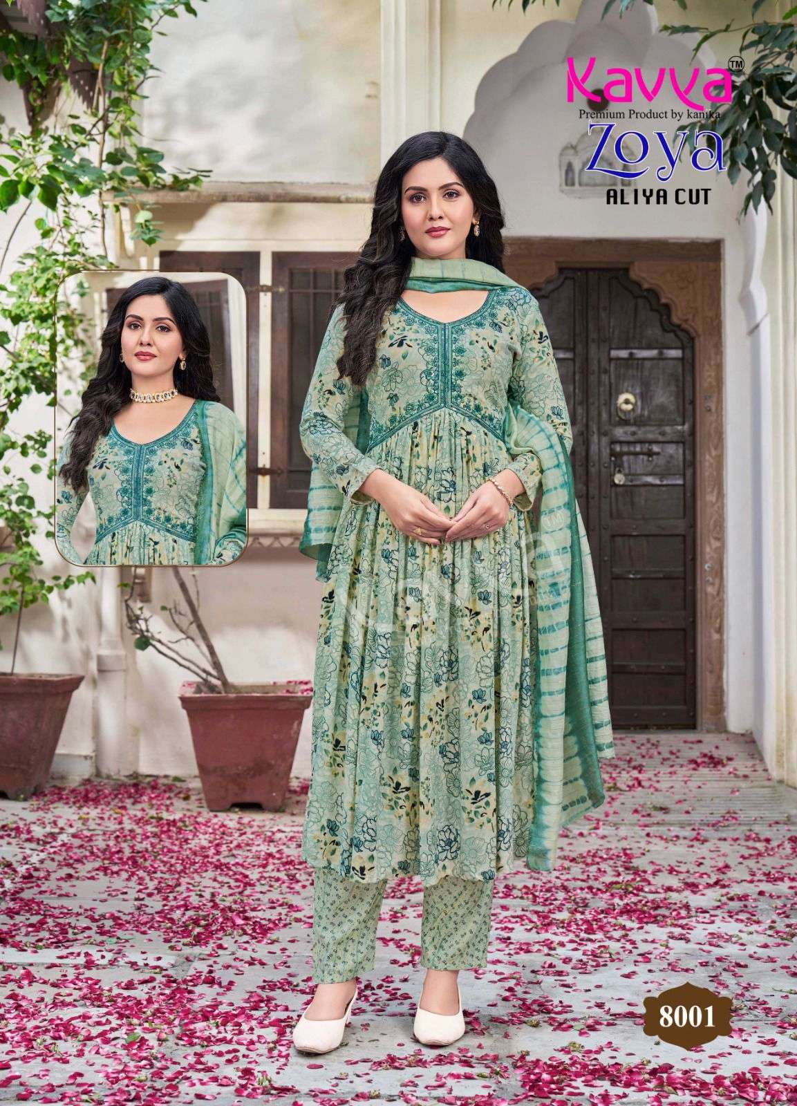 KAVYA ZOYA VOL 8 ALIYA CUT PAATERN FANCY KURTI COMO SET 