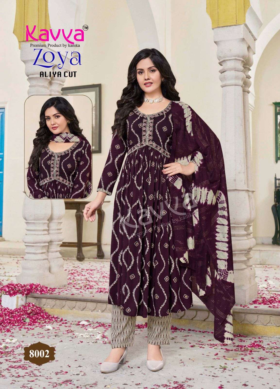 KAVYA ZOYA VOL 8 ALIYA CUT PAATERN FANCY KURTI COMO SET 