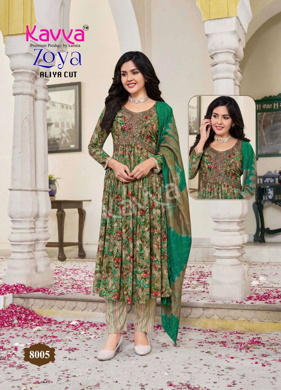 KAVYA ZOYA VOL 8 ALIYA CUT PAATERN FANCY KURTI COMO SET 