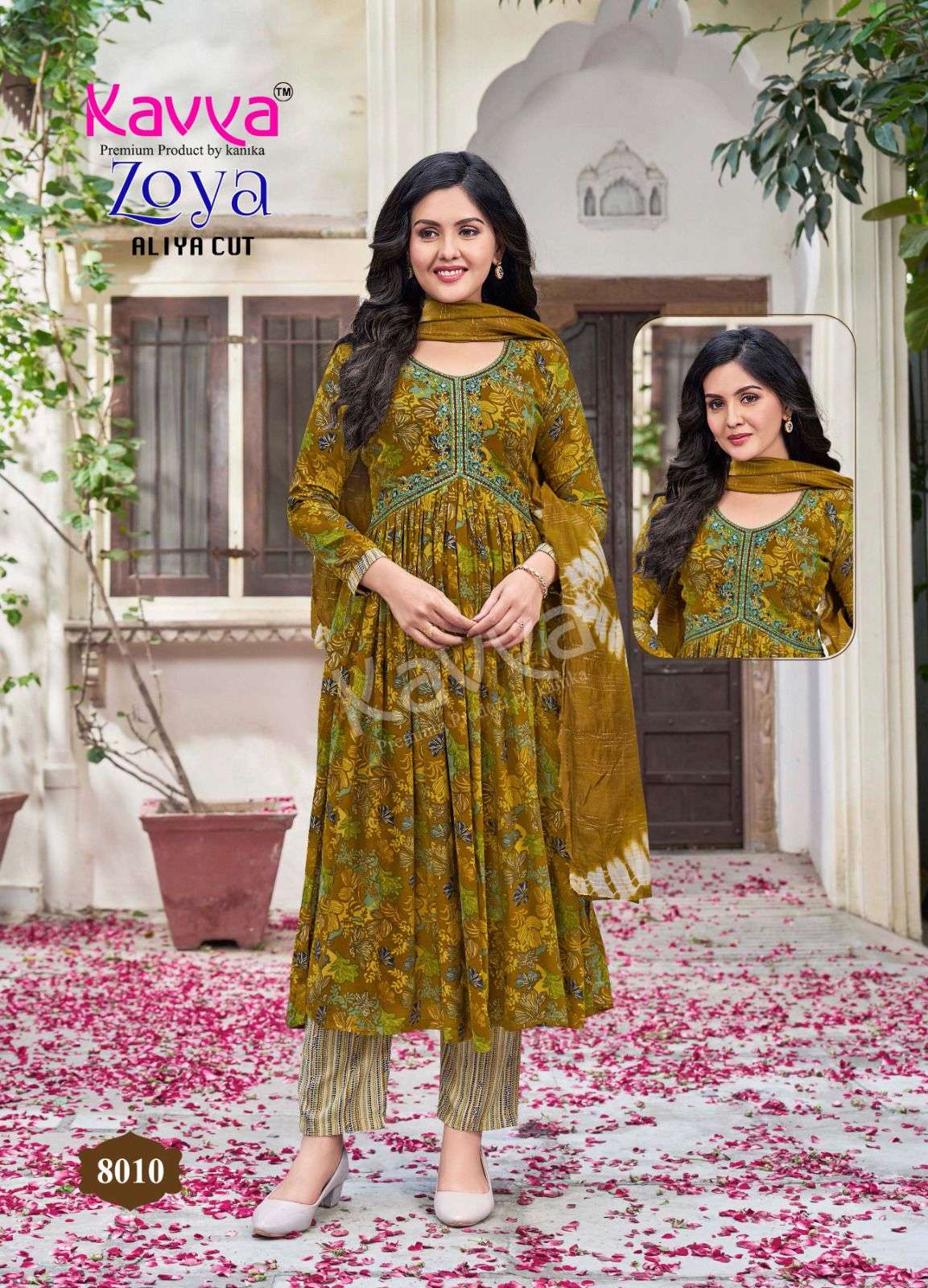 KAVYA ZOYA VOL 8 ALIYA CUT PAATERN FANCY KURTI COMO SET 