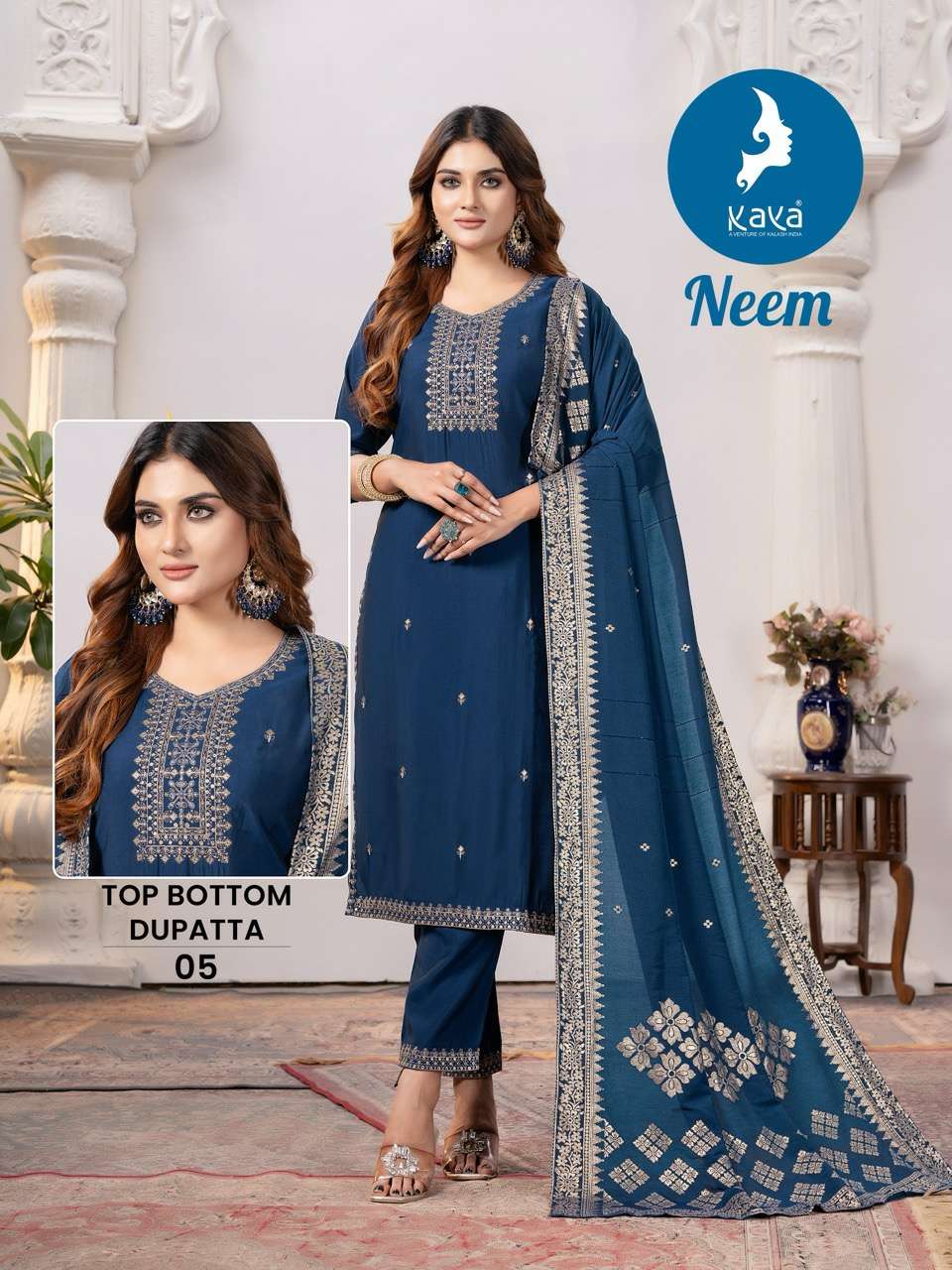KAYA NEEM SILK EMBROIDERY DESIGNER READY MADE LADIES SUIT