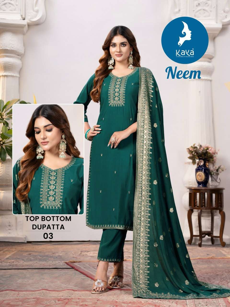 KAYA NEEM SILK EMBROIDERY DESIGNER READY MADE LADIES SUIT