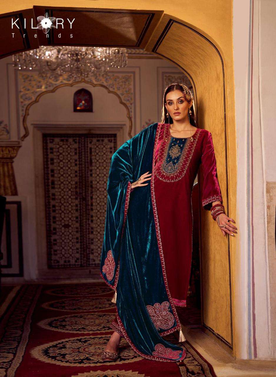  KILORY TRENDS JASHN E MEHFIL VELVET WITH EMBROIDERY DESIGNER SUIT