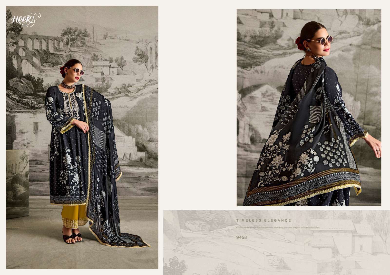 KIMORA HEER ISHQA MUSLIN DIGITAL PRINT WITH EMBROIDERY DESIGNER SUIT