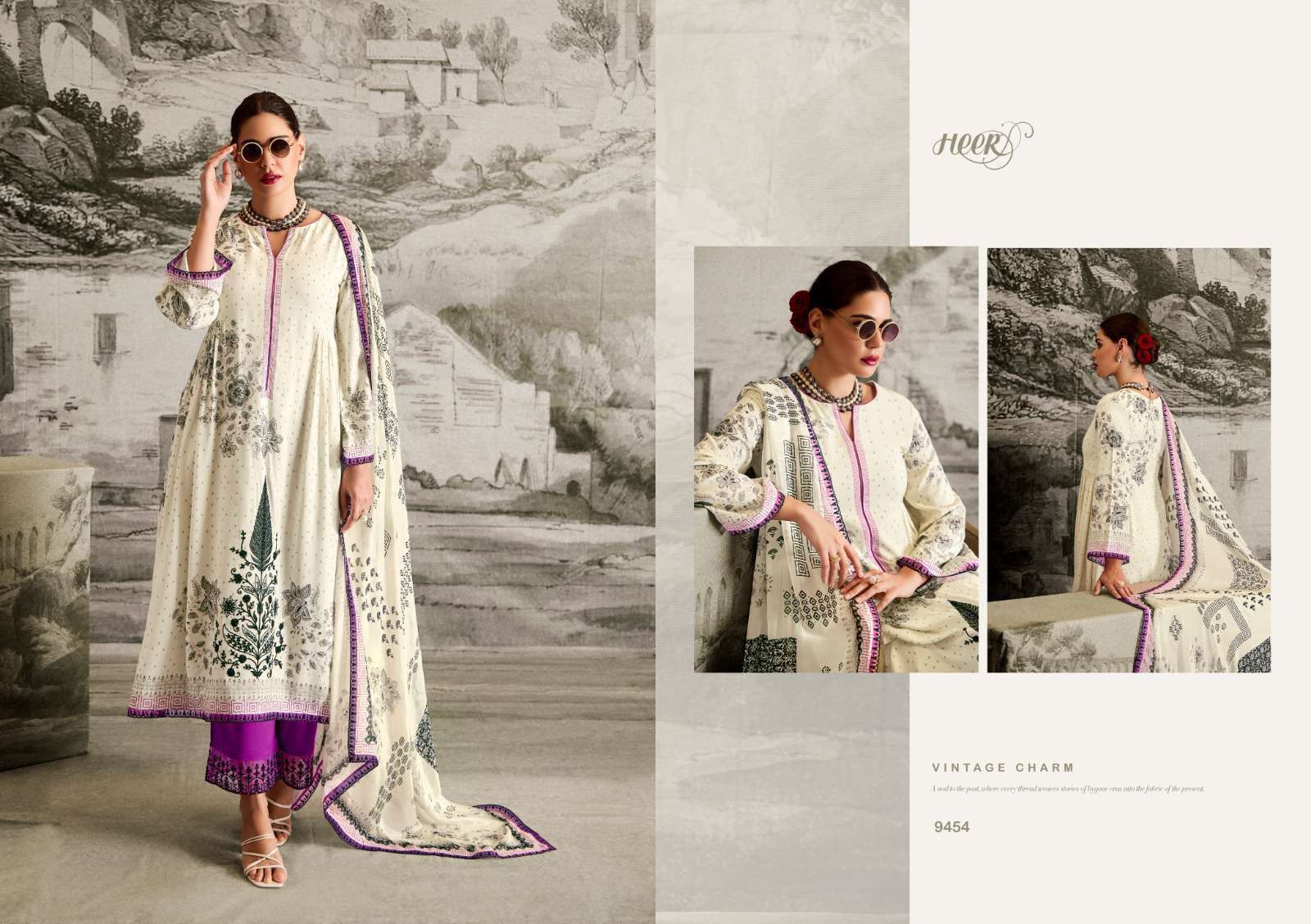 KIMORA HEER ISHQA MUSLIN DIGITAL PRINT WITH EMBROIDERY DESIGNER SUIT