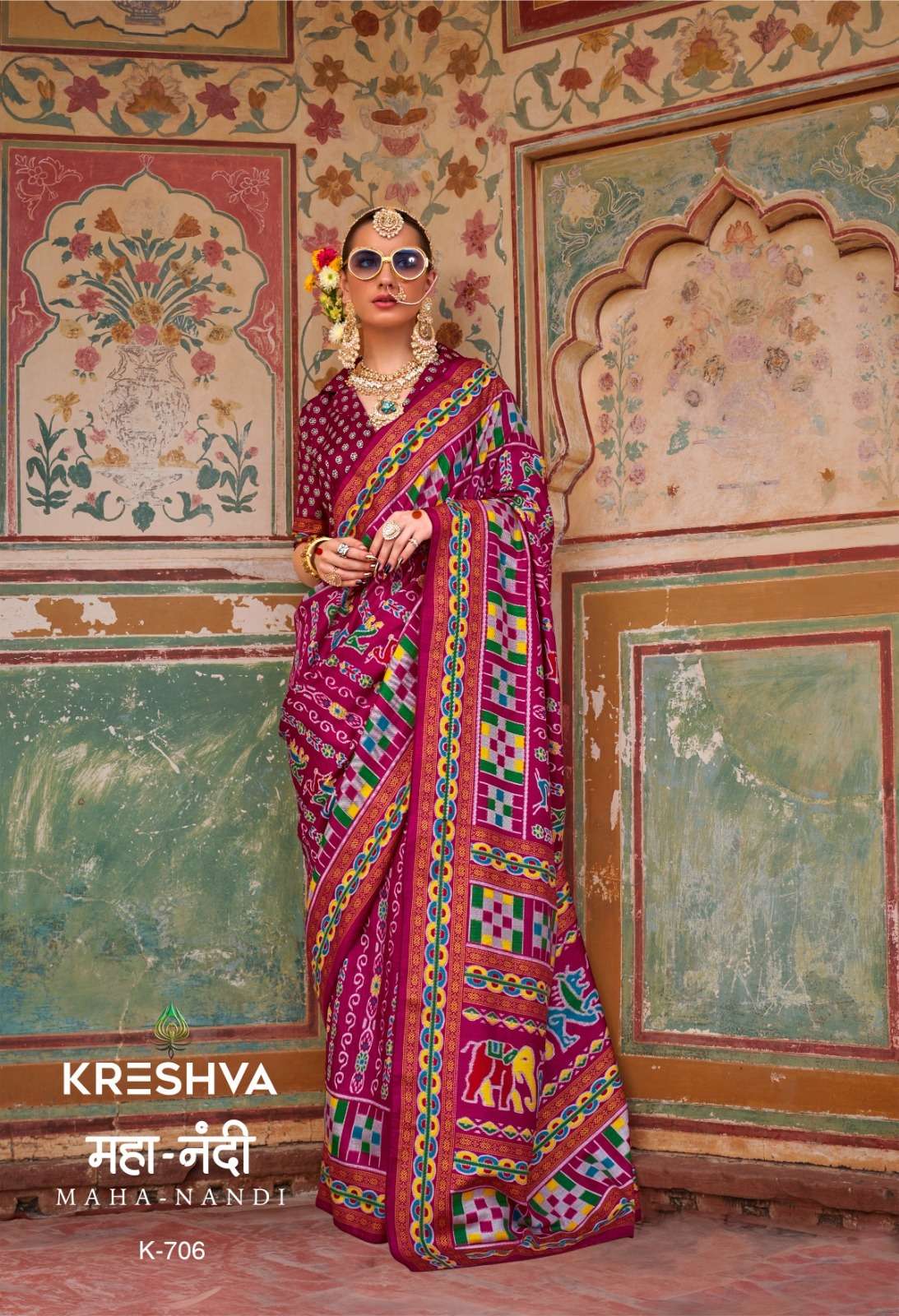 KRESHVA MAHANANDI SILK CLASSIC DESIGNER PRINT SAREE