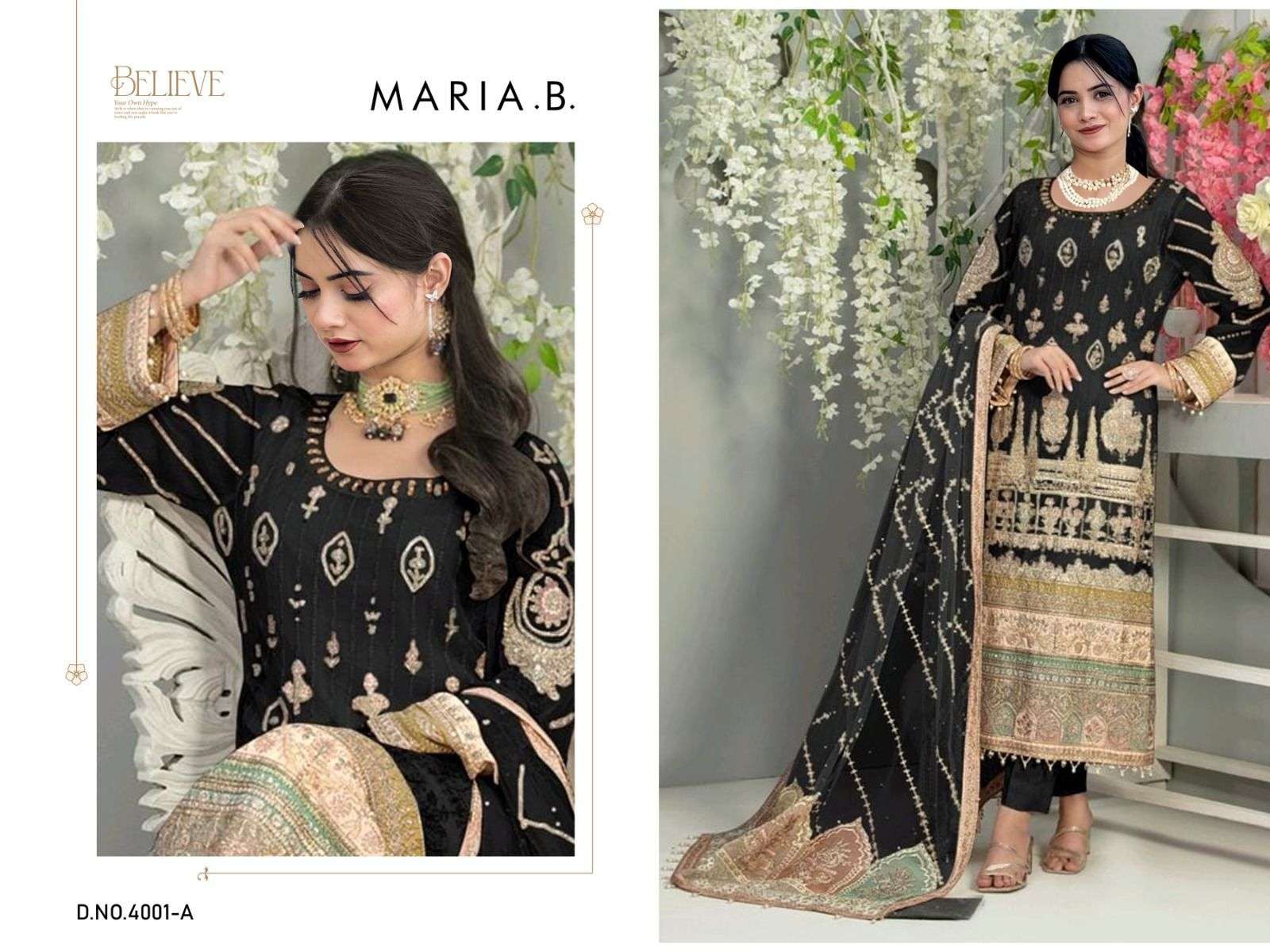 MEHBOOB TEX DESIGN NO - 4001 BEAUTIFUL DESIGN GEORGETTE HEAVY EMBROIDERY PARTY WEAR SUIT