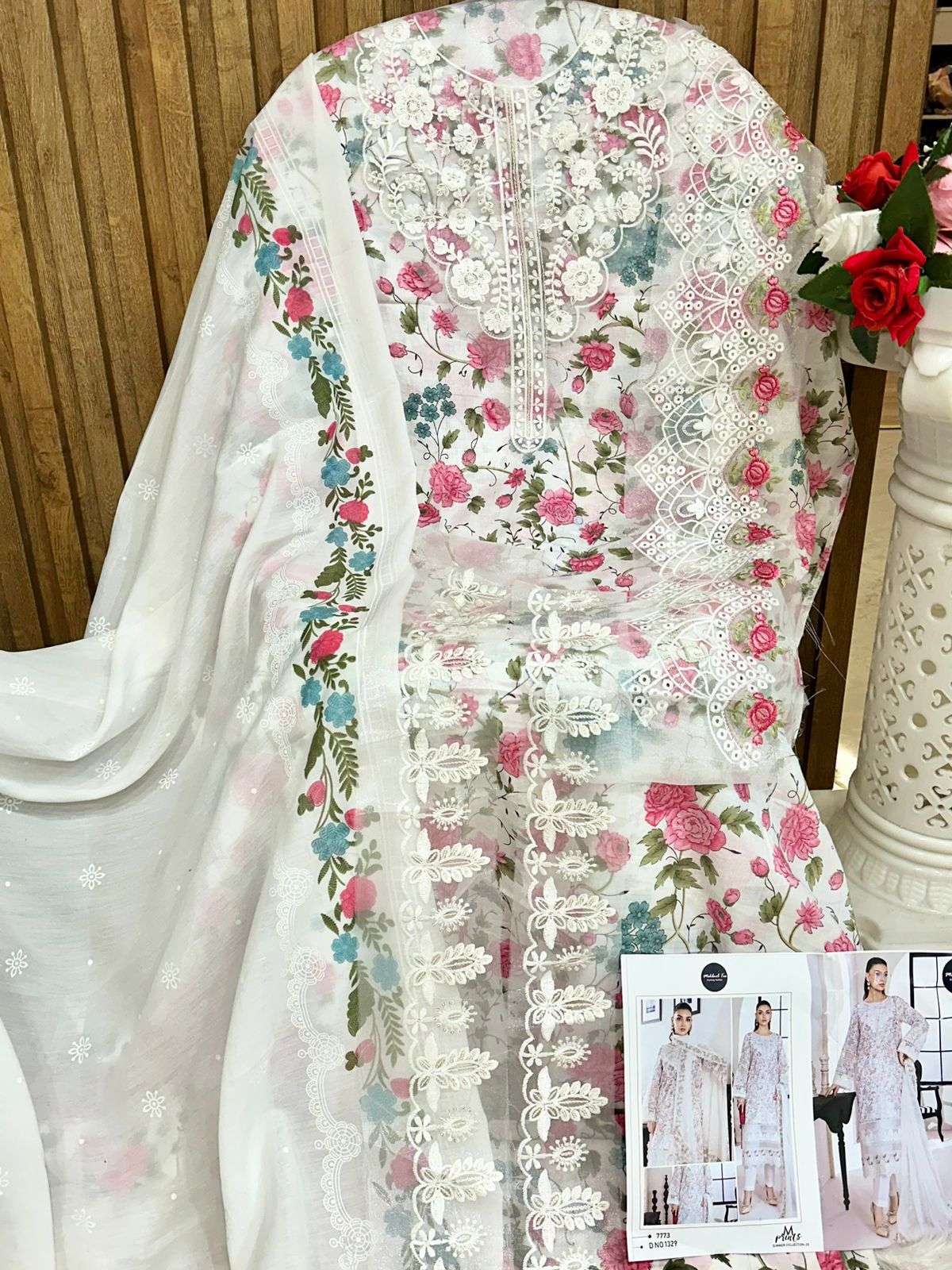 MEHBOOB TEX M PRINT SPRING SUMMER VOL 16 DESIGN NO - 1329 PURE COTTON PRINT EXCLUSIVE EMBROIDERY SALWAR SUIT