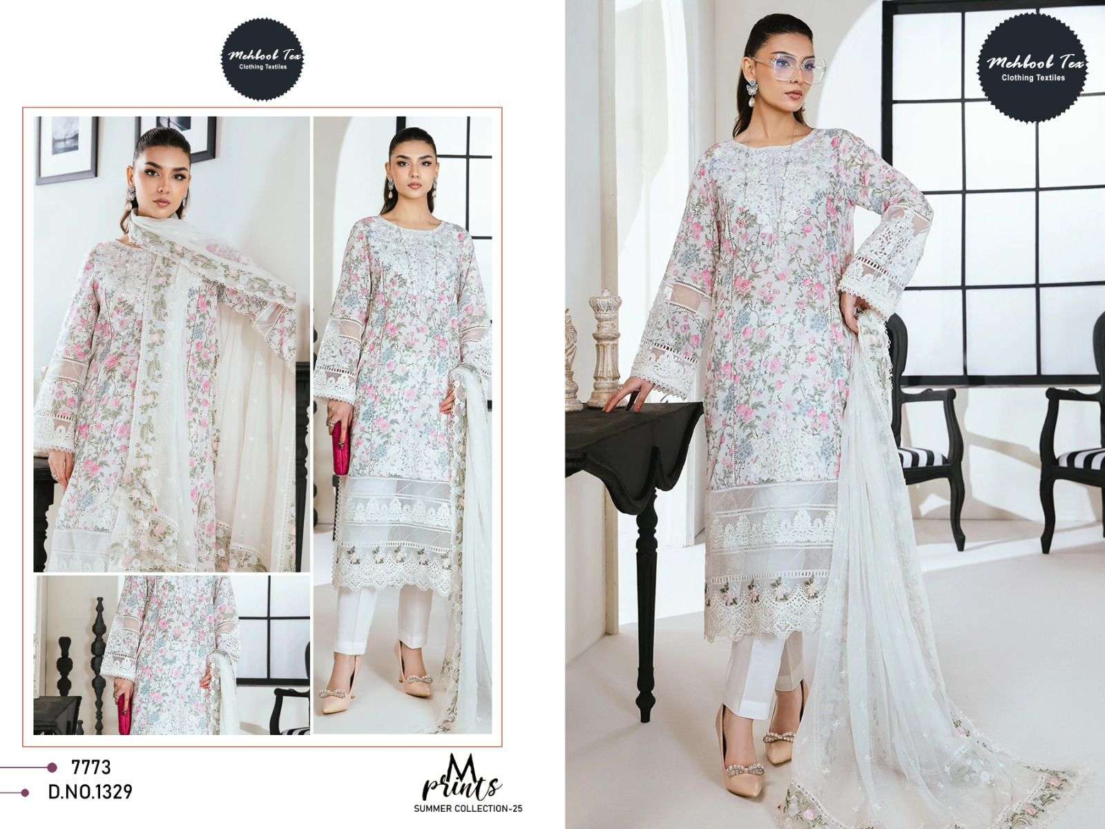 MEHBOOB TEX M PRINT SPRING SUMMER VOL 16 DESIGN NO - 1329 PURE COTTON PRINT EXCLUSIVE EMBROIDERY SALWAR SUIT