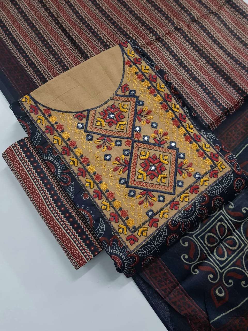 MF AJRAKH COTTON PRINT WITH PATCH WORK SALWAR SUIT