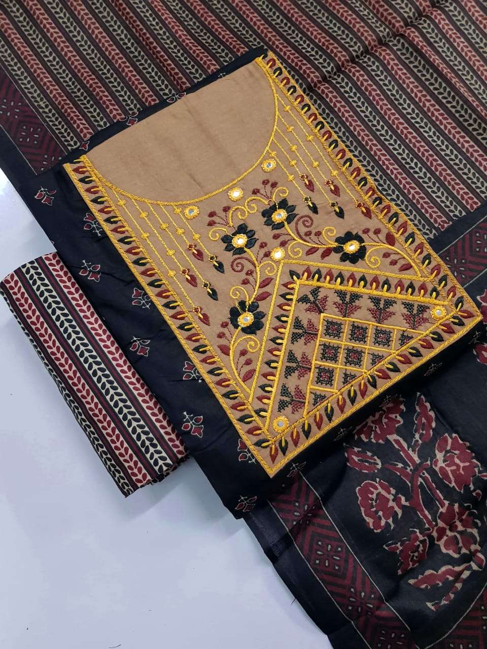 MF AJRAKH COTTON PRINT WITH PATCH WORK SALWAR SUIT