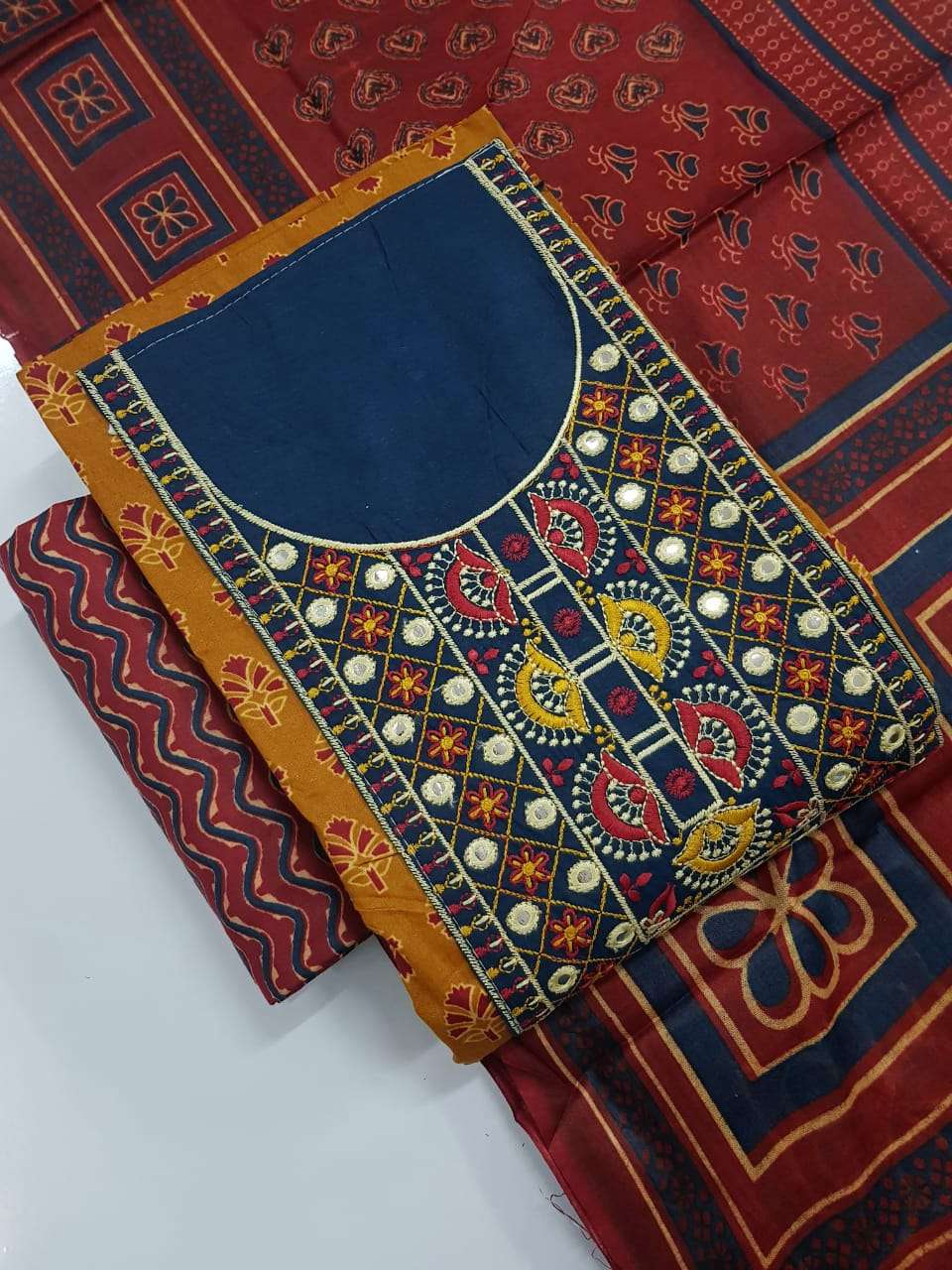 MF AJRAKH COTTON PRINT WITH PATCH WORK SALWAR SUIT