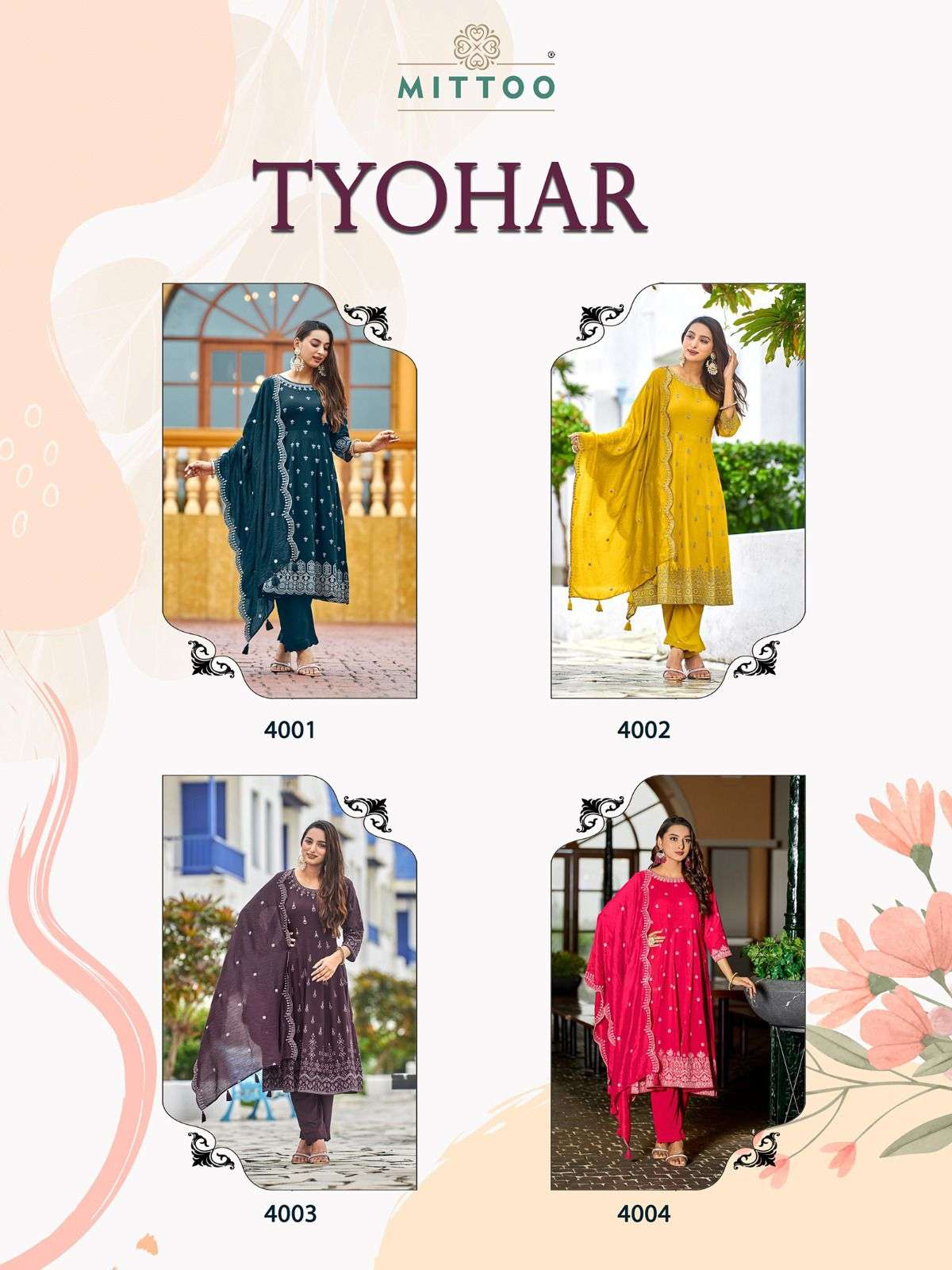 MITTOO TYOHAR FANCY DESIGNER NAIRA CUT STYLE KURTI COMBO SET