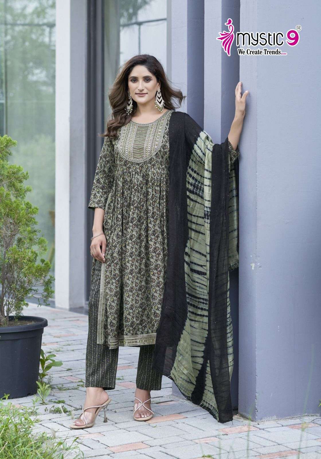 MYSTIC 9 BLACK BEAUTY VOL 3 NAIRA CUT PATTERN FANCY KURTI COMBO SET 