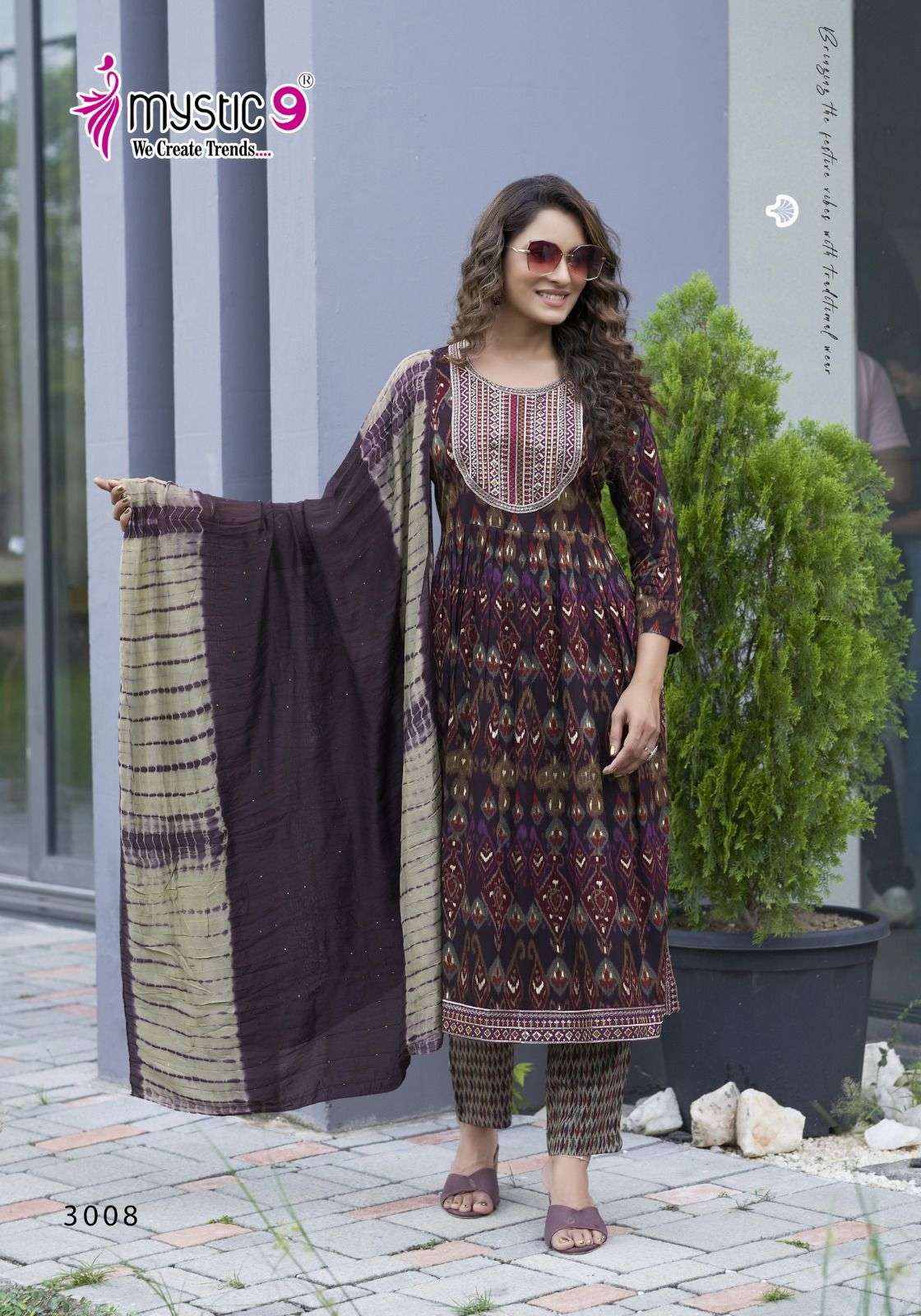 MYSTIC 9 BLACK BEAUTY VOL 3 NAIRA CUT PATTERN FANCY KURTI COMBO SET 