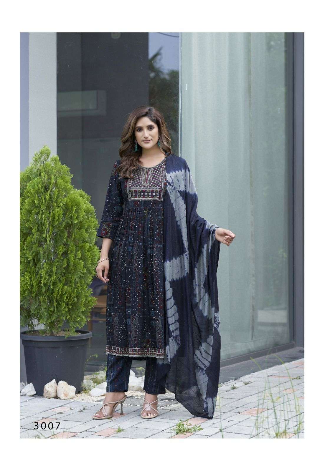 MYSTIC 9 BLACK BEAUTY VOL 3 NAIRA CUT PATTERN FANCY KURTI COMBO SET 