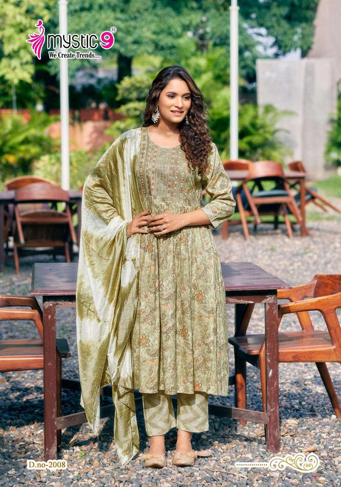 MYSTIC 9 PUSHPA VOL 2 UMBRELLA CUT PATTERN KURTI COMBO SET