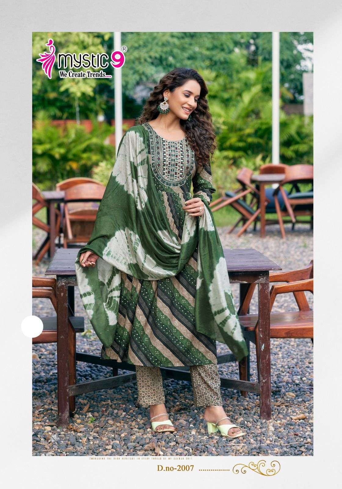 MYSTIC 9 PUSHPA VOL 2 UMBRELLA CUT PATTERN KURTI COMBO SET