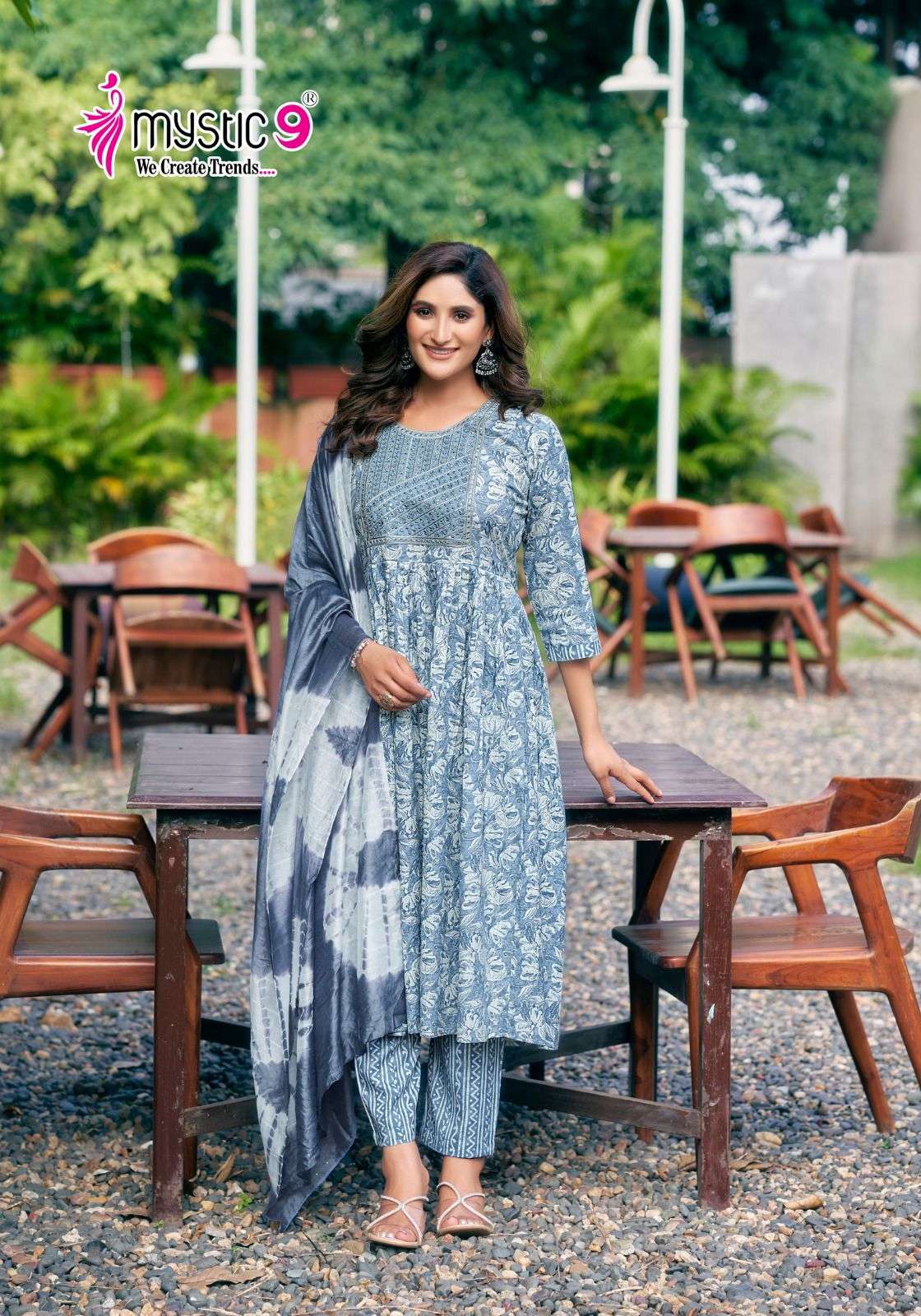 MYSTIC 9 PUSHPA VOL 2 UMBRELLA CUT PATTERN KURTI COMBO SET