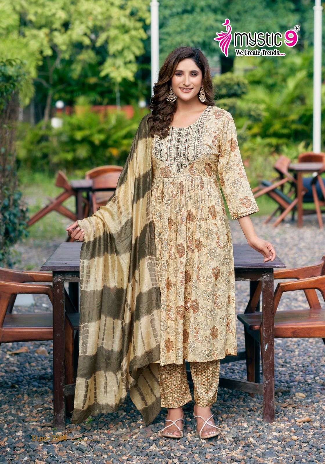 MYSTIC 9 PUSHPA VOL 2 UMBRELLA CUT PATTERN KURTI COMBO SET