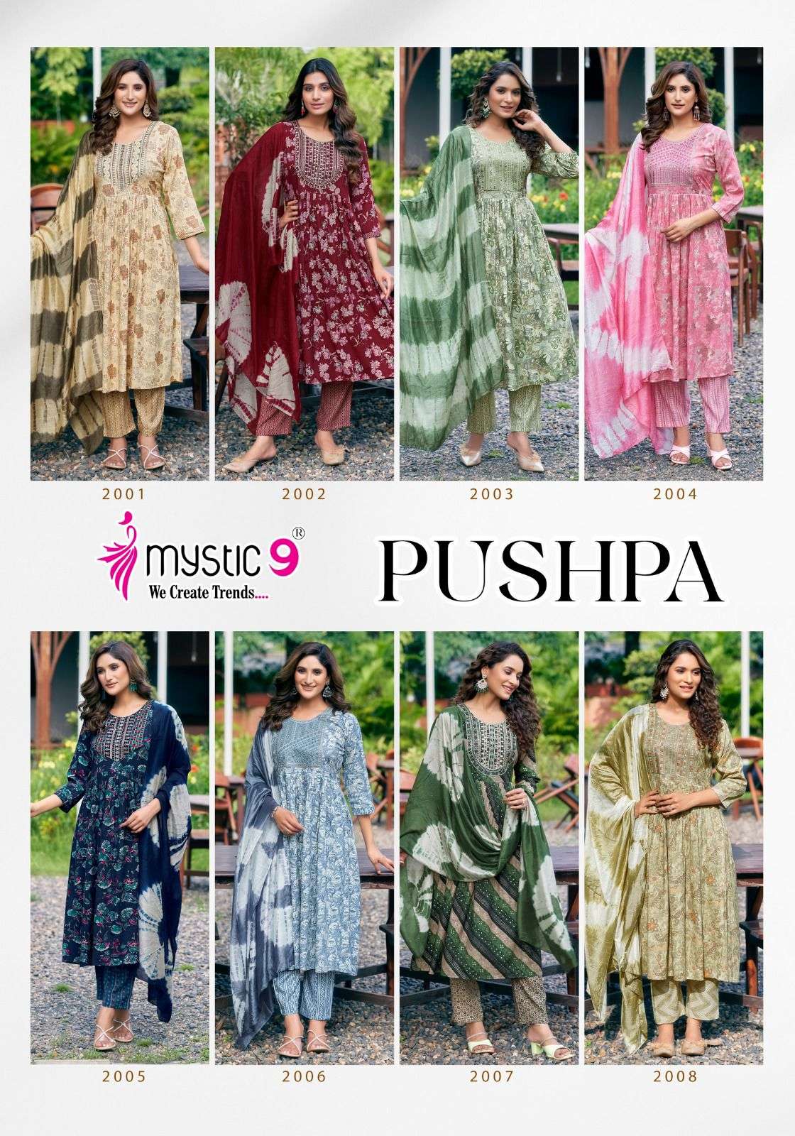 MYSTIC 9 PUSHPA VOL 2 UMBRELLA CUT PATTERN KURTI COMBO SET