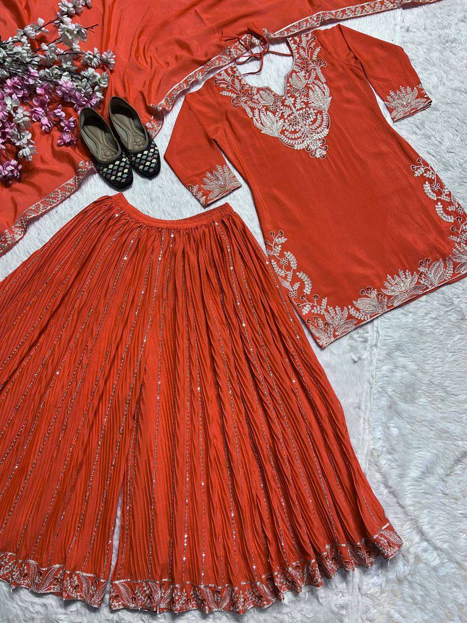ND 5023 BEAUTIFUL DESIGNER TOP WITH SHARARA AND DUPATTA SET