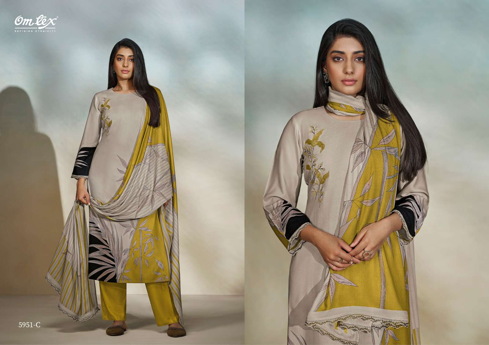 OMTEX LARISSA PASHMINA DIGITAL PRINT WITH FANCY WORK SUIT