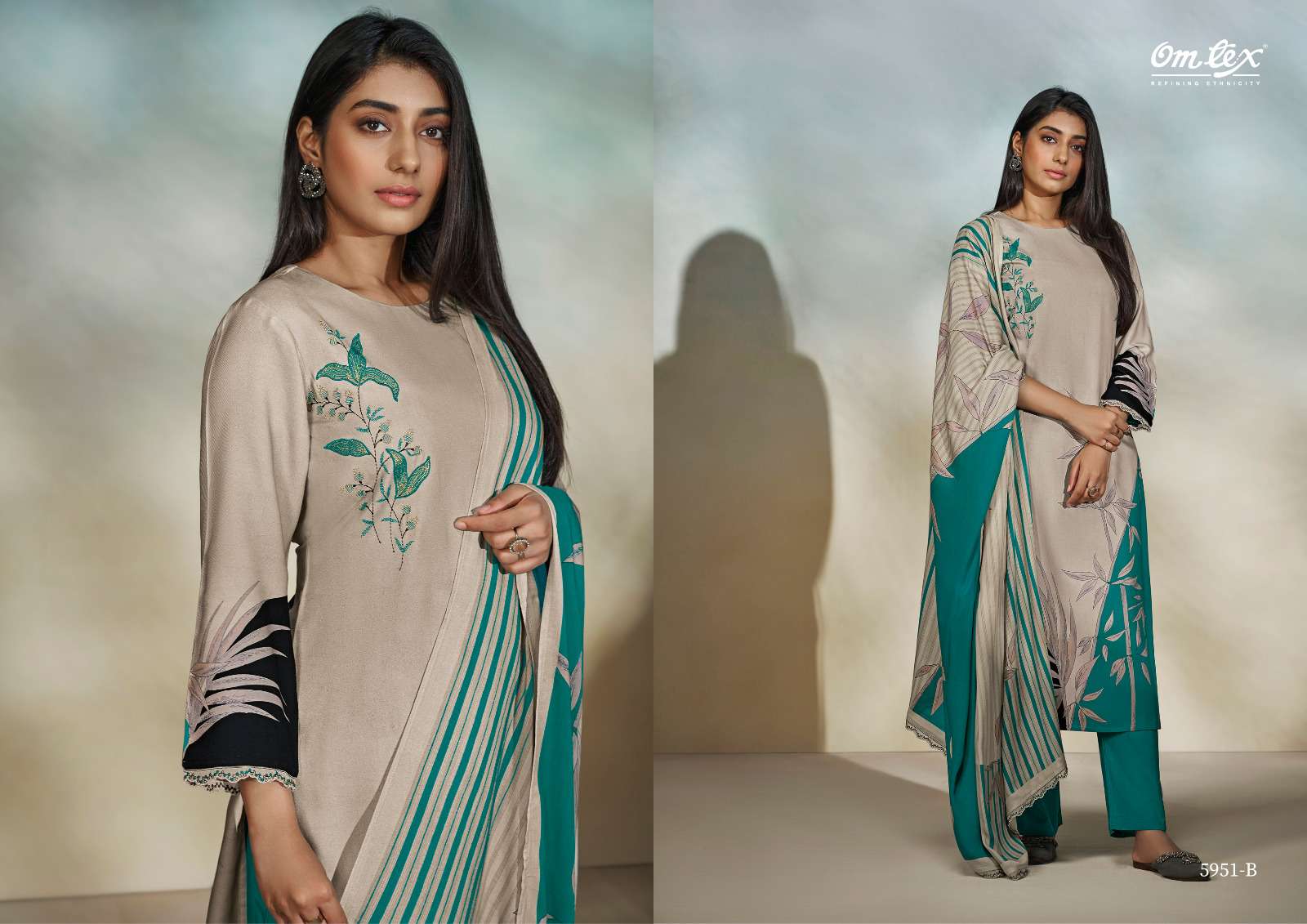 OMTEX LARISSA PASHMINA DIGITAL PRINT WITH FANCY WORK SUIT