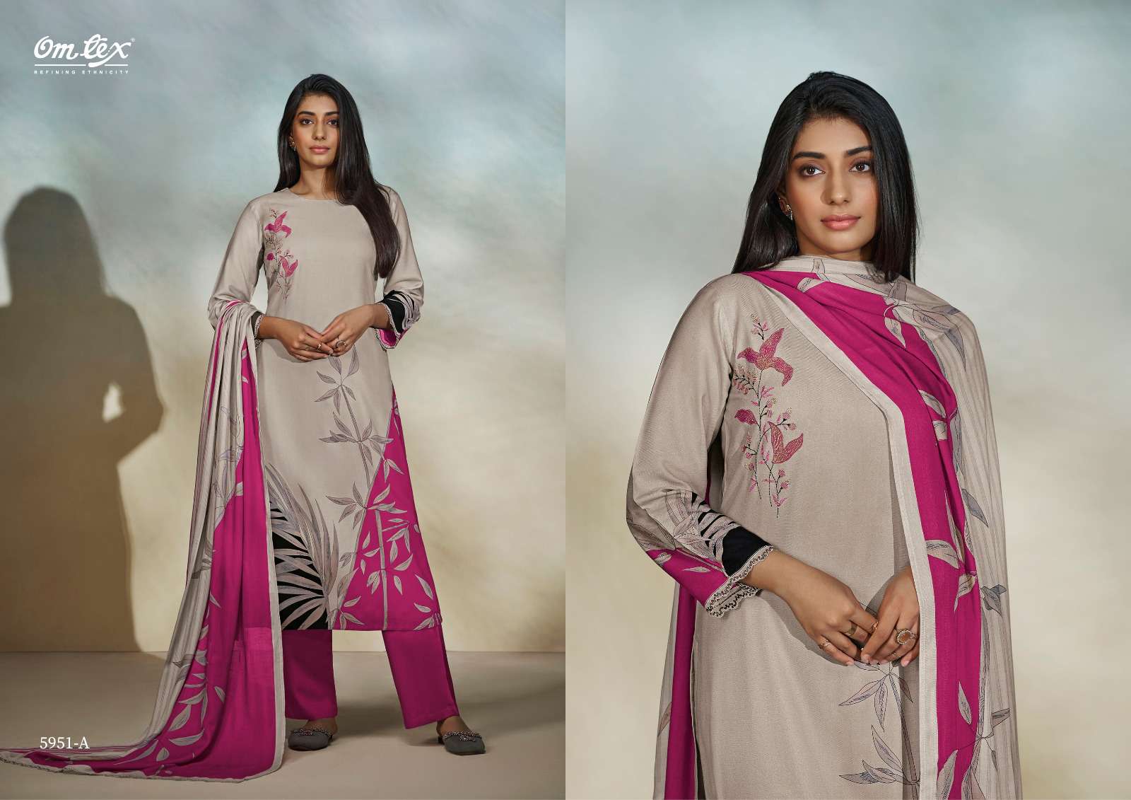 OMTEX LARISSA PASHMINA DIGITAL PRINT WITH FANCY WORK SUIT