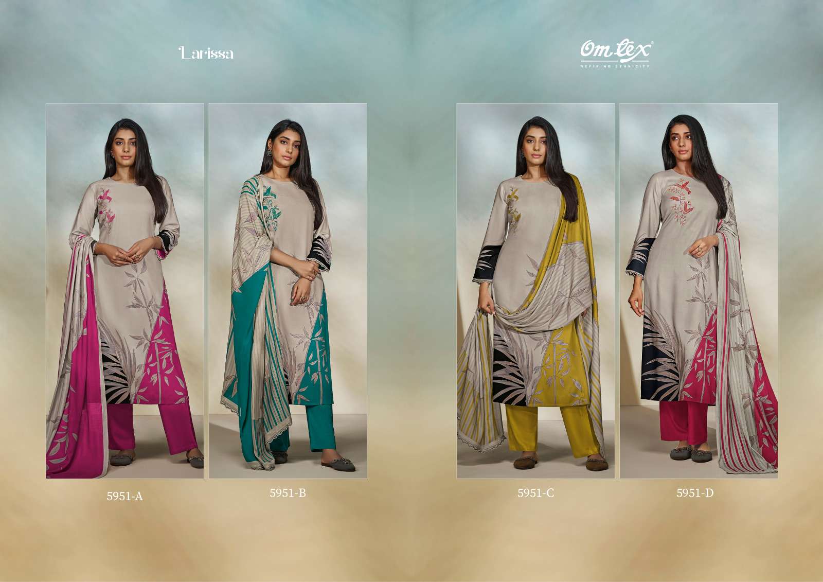 OMTEX LARISSA PASHMINA DIGITAL PRINT WITH FANCY WORK SUIT