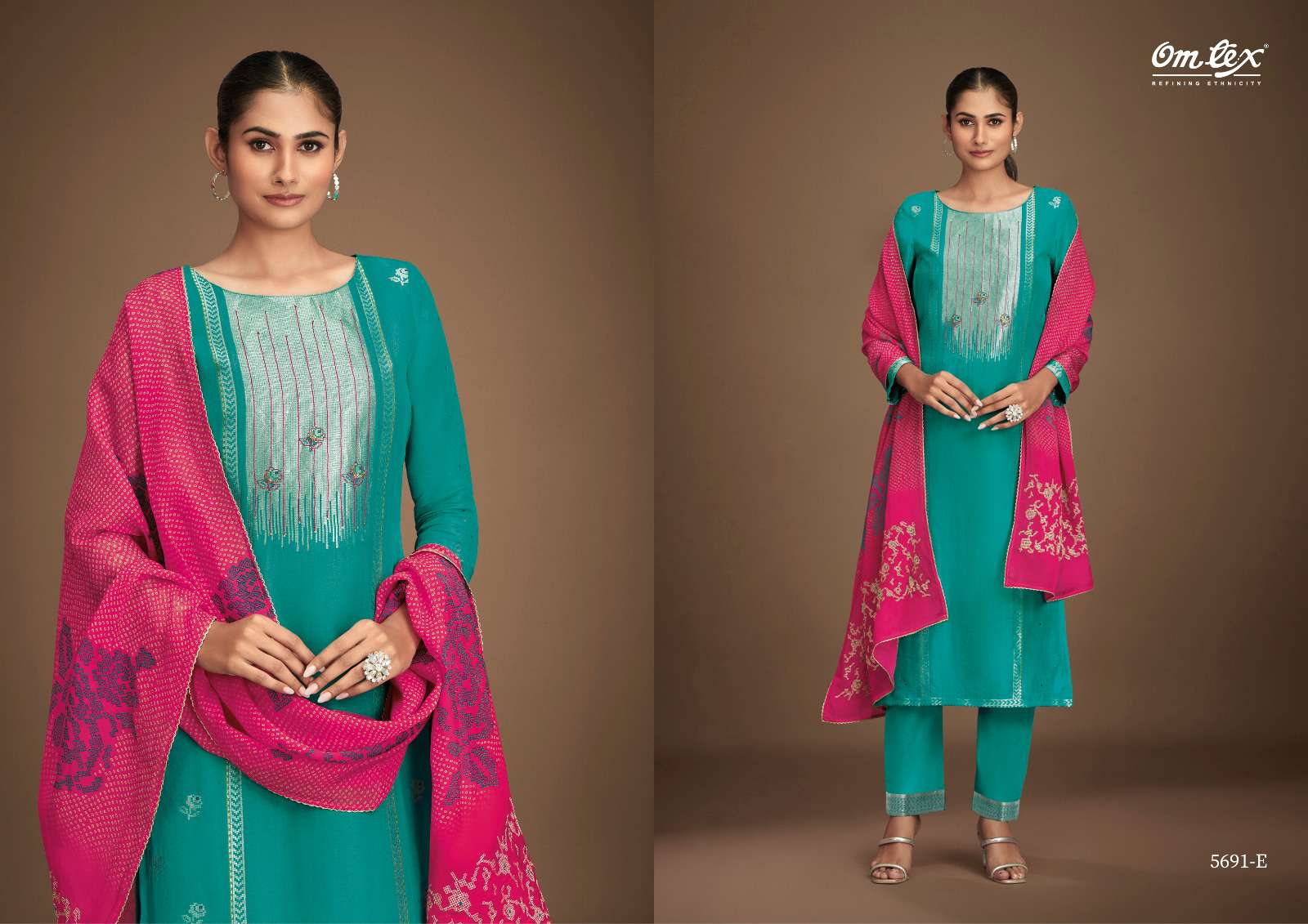 OMTEX POSH PULSE SILK JACQUARD DESIGNER TRADITIONAL WEAR SUIT