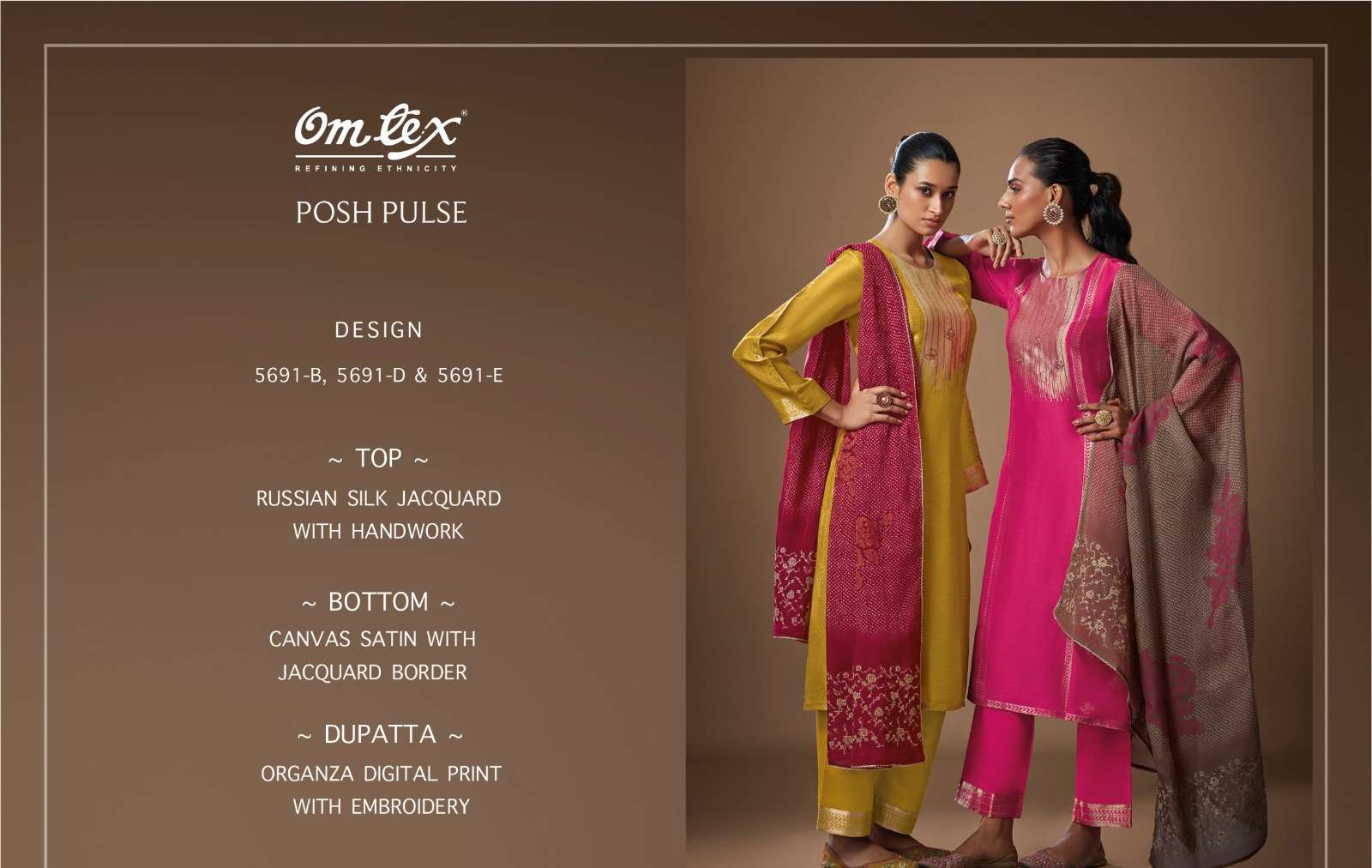 OMTEX POSH PULSE SILK JACQUARD DESIGNER TRADITIONAL WEAR SUIT