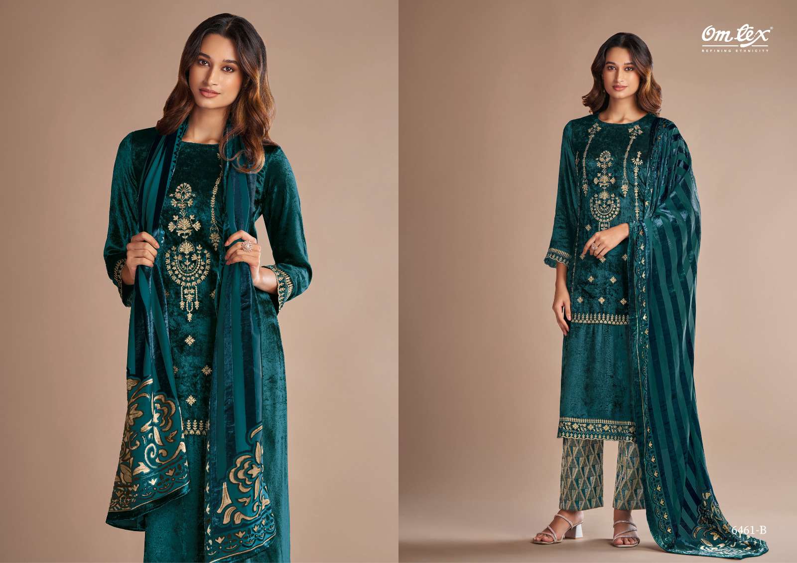OMTEX RITHA VOL 16 VISCOSE VELVET WITH EMBROIDERY DESIGNER SUIT