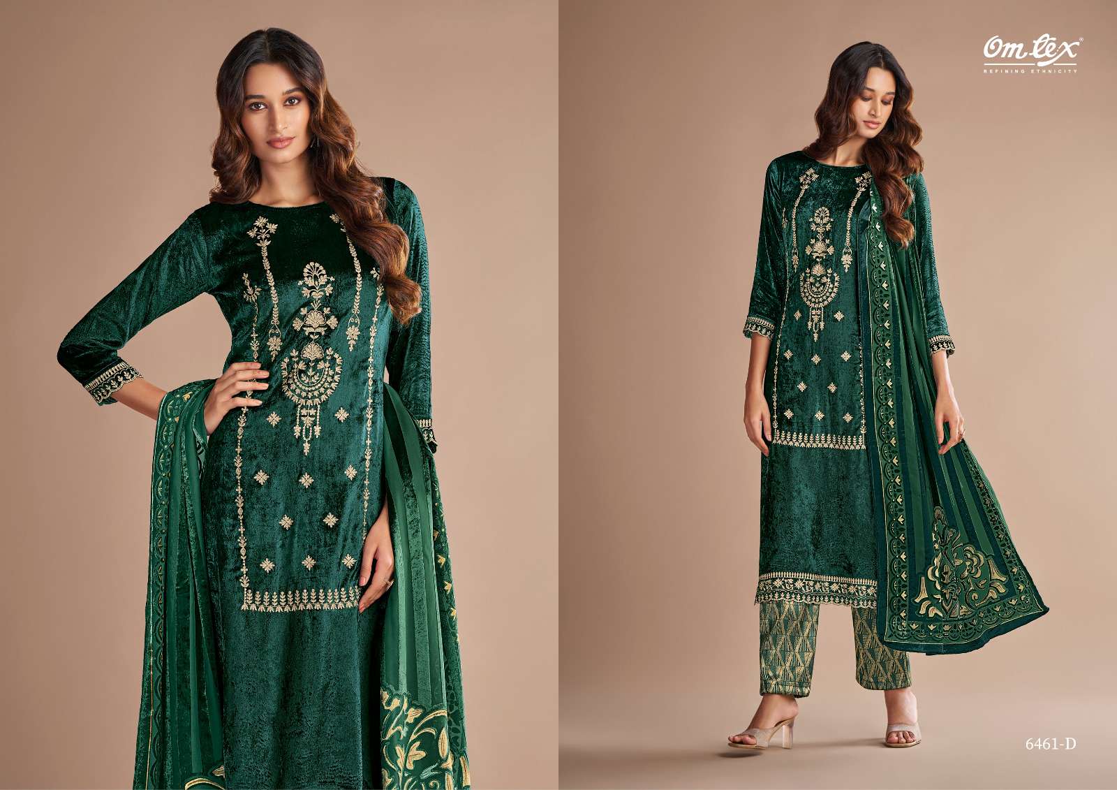 OMTEX RITHA VOL 16 VISCOSE VELVET WITH EMBROIDERY DESIGNER SUIT