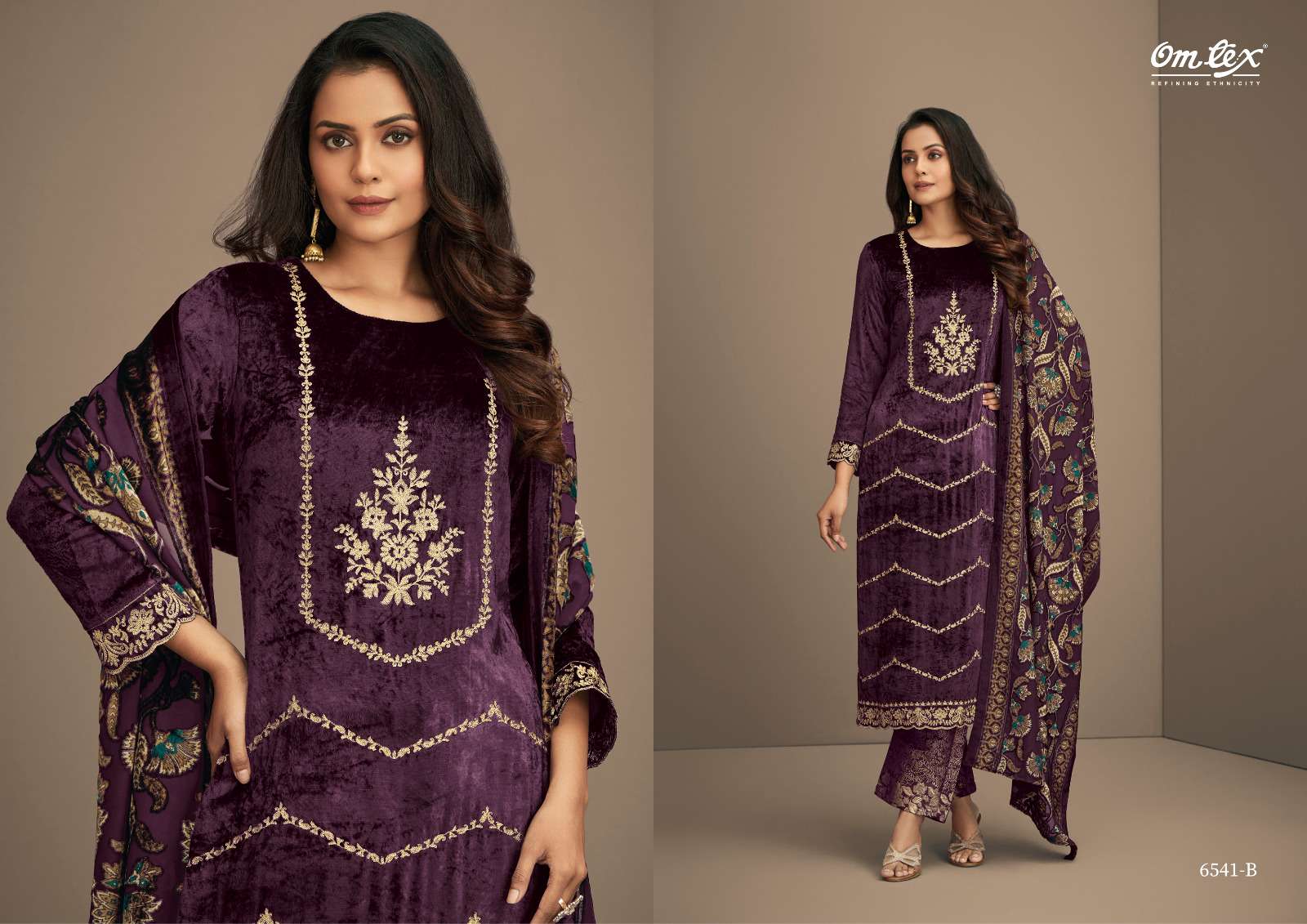 OMTEX RITHA VOL 19 VELVET WITH HEAVY EMBROIDERY DESIGNER SUIT