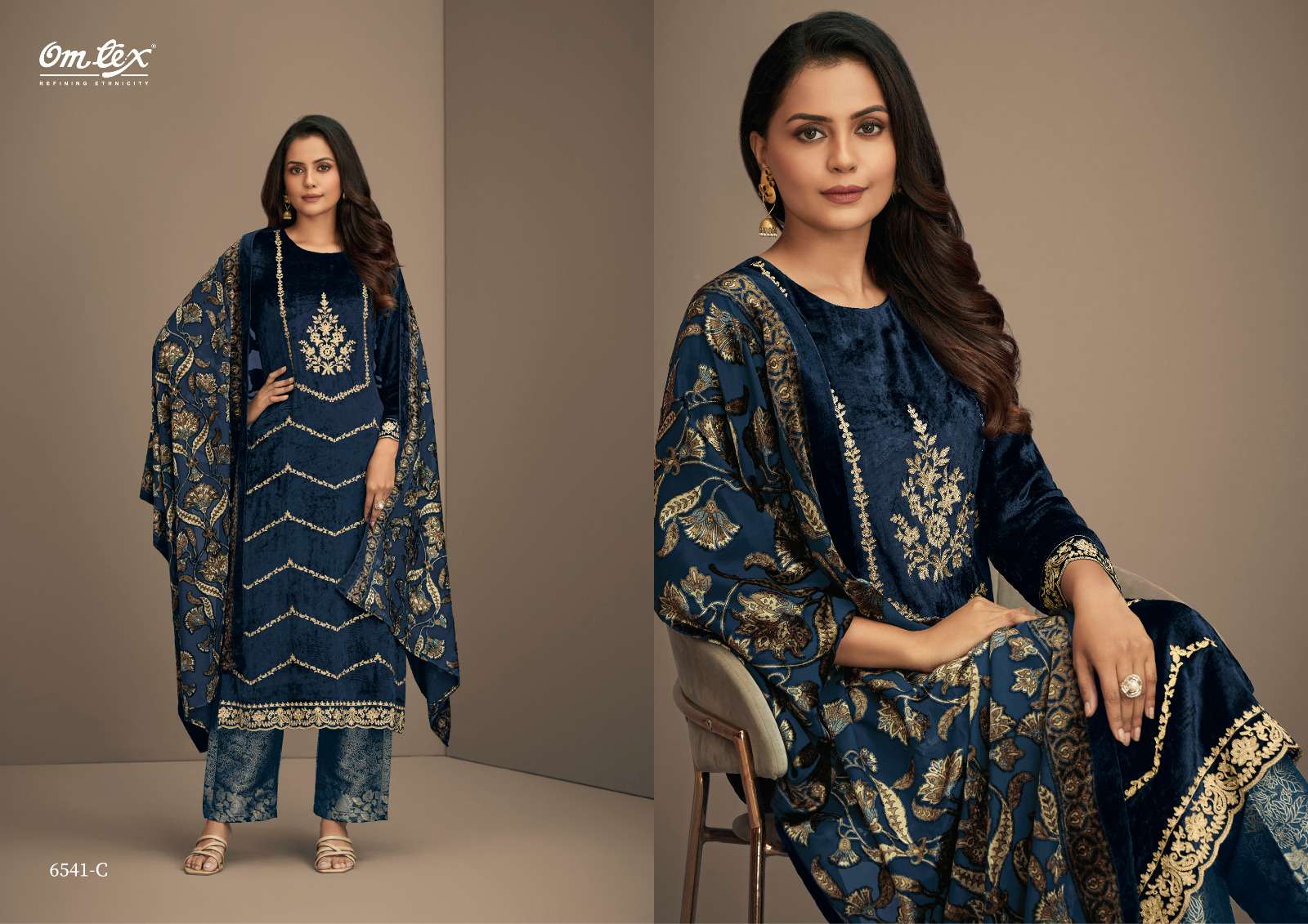 OMTEX RITHA VOL 19 VELVET WITH HEAVY EMBROIDERY DESIGNER SUIT