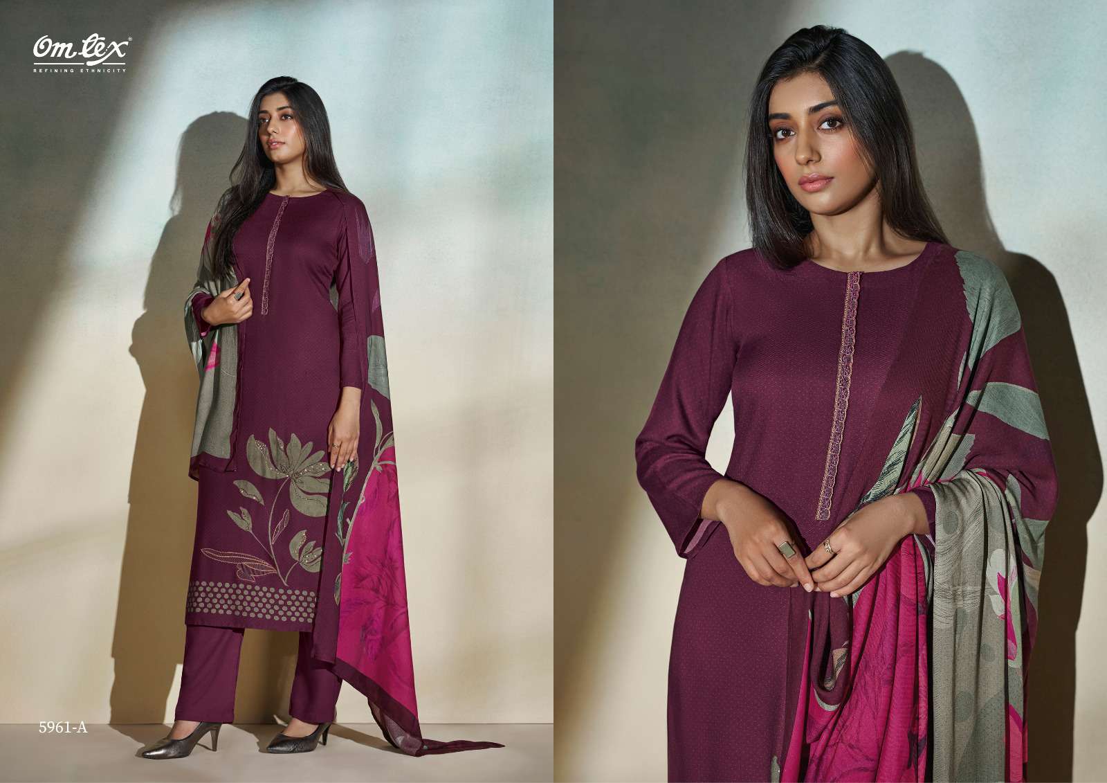 OMTEX ZELENIA PASHMINA DIGITAL PRINT WITH FANCY WORK SUIT