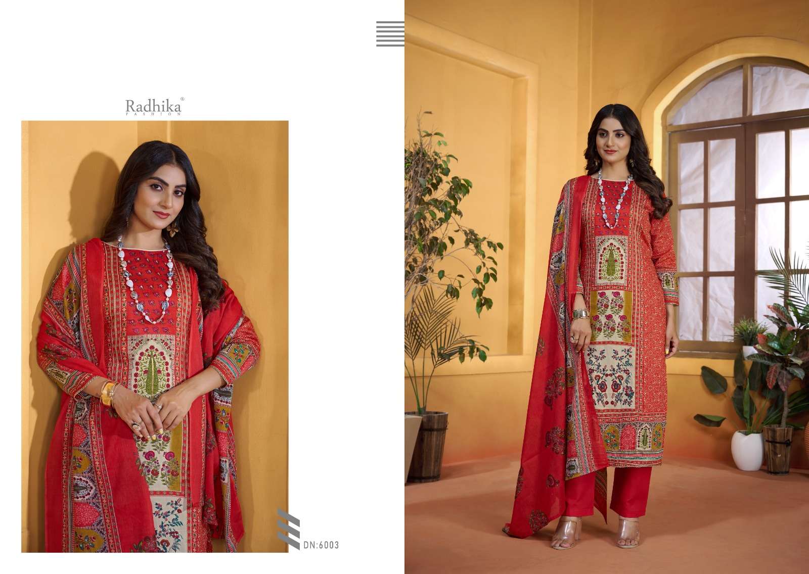 RADHIKA FASHION AZARA BELLA JAM COTTON PRINT WITH FANCY WORK SUIT