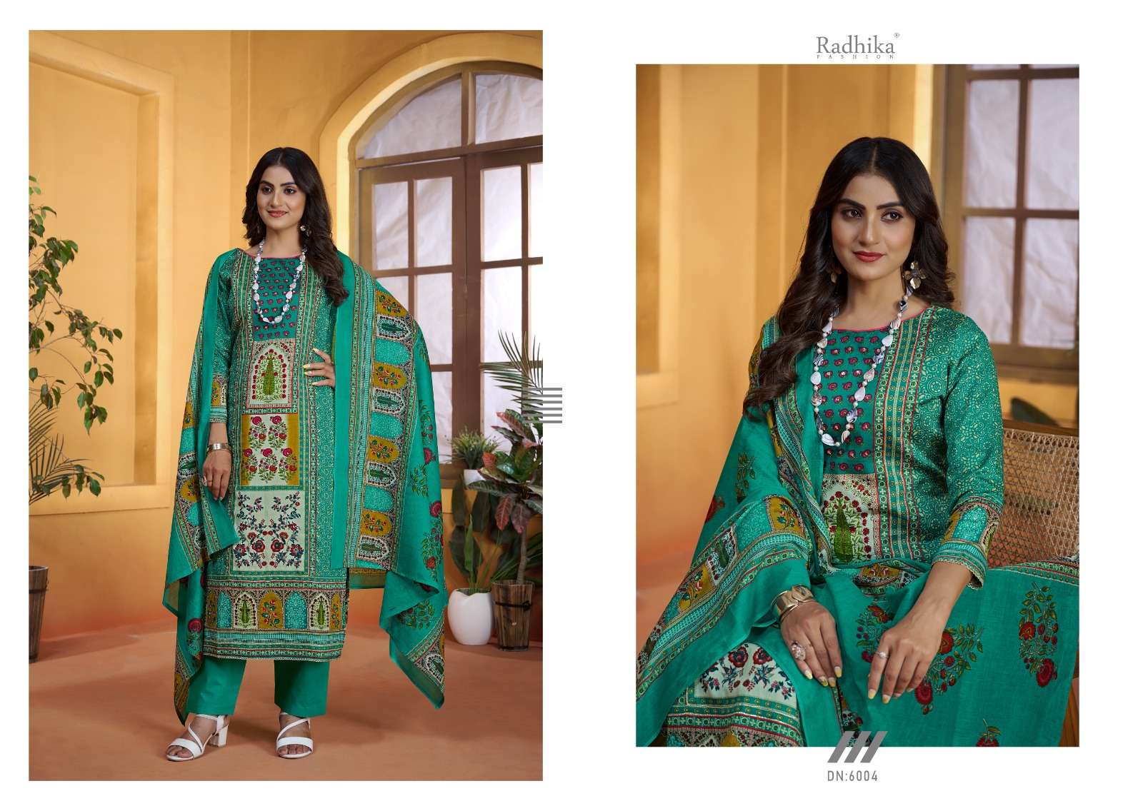 RADHIKA FASHION AZARA BELLA JAM COTTON PRINT WITH FANCY WORK SUIT