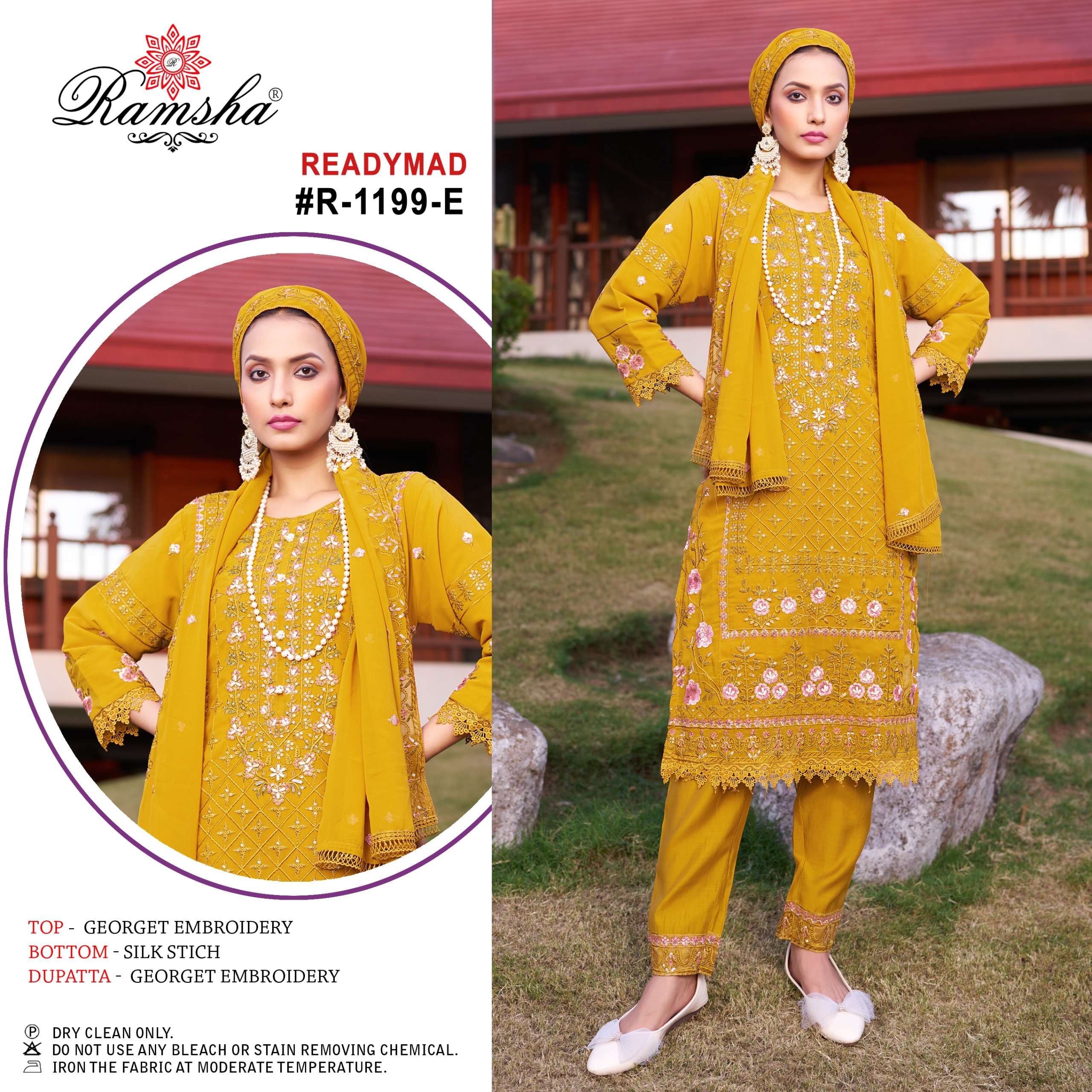 RAMSHA R 1199 EFGH GEORGETTE HEAVY EMBROIDERY DESIGNER SUIT